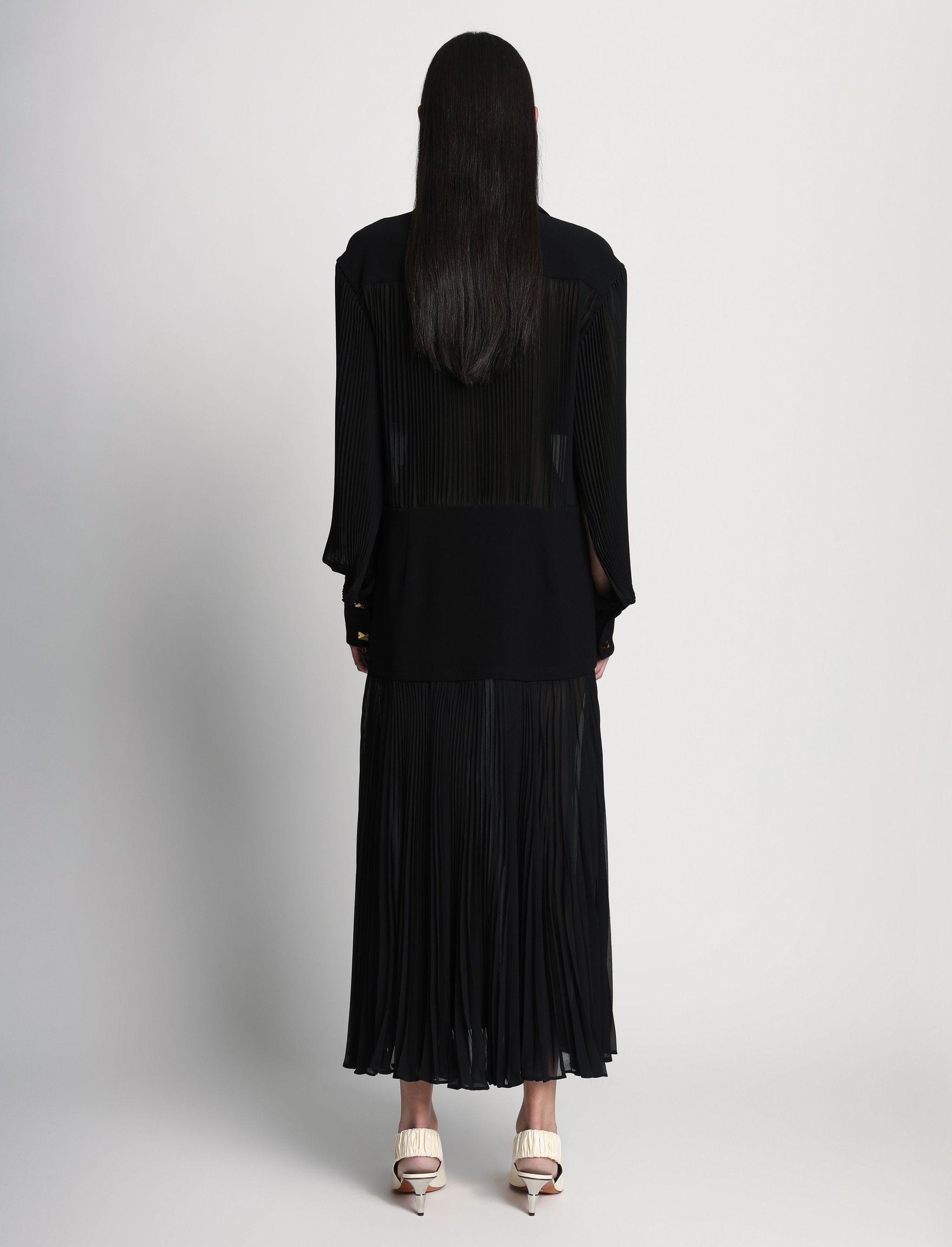 Proenza Schouler Sheer Pleated Flou Dress - R2313015BY254S001 | REVERSIBLE