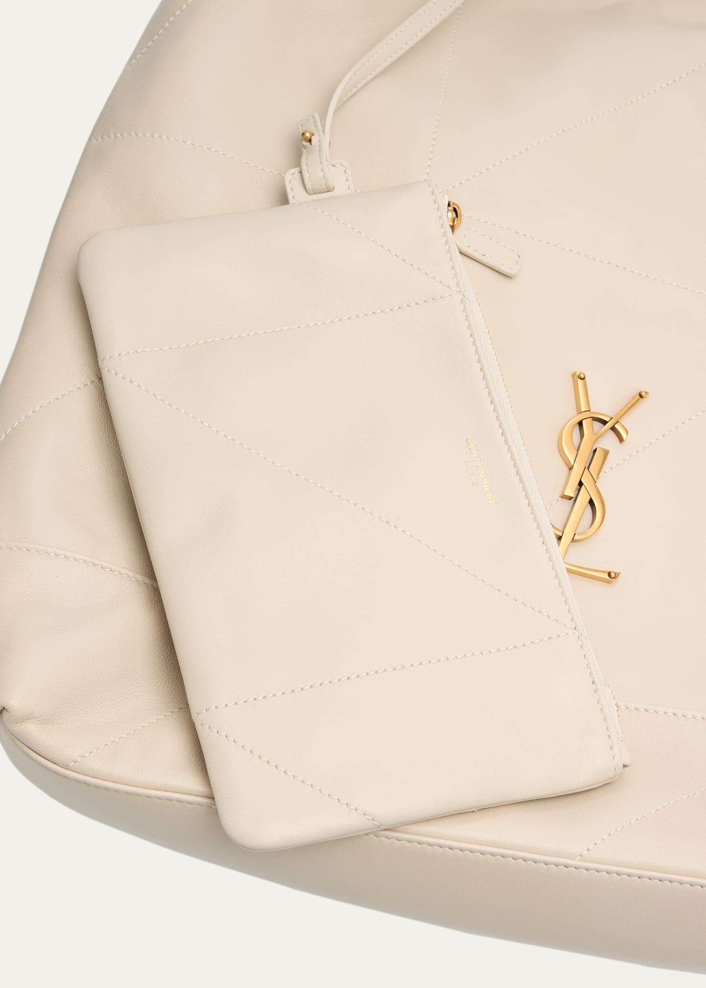 Jamie Large Pochon YSL Shoulder Bag in Quilted Lambskin Leather - 7