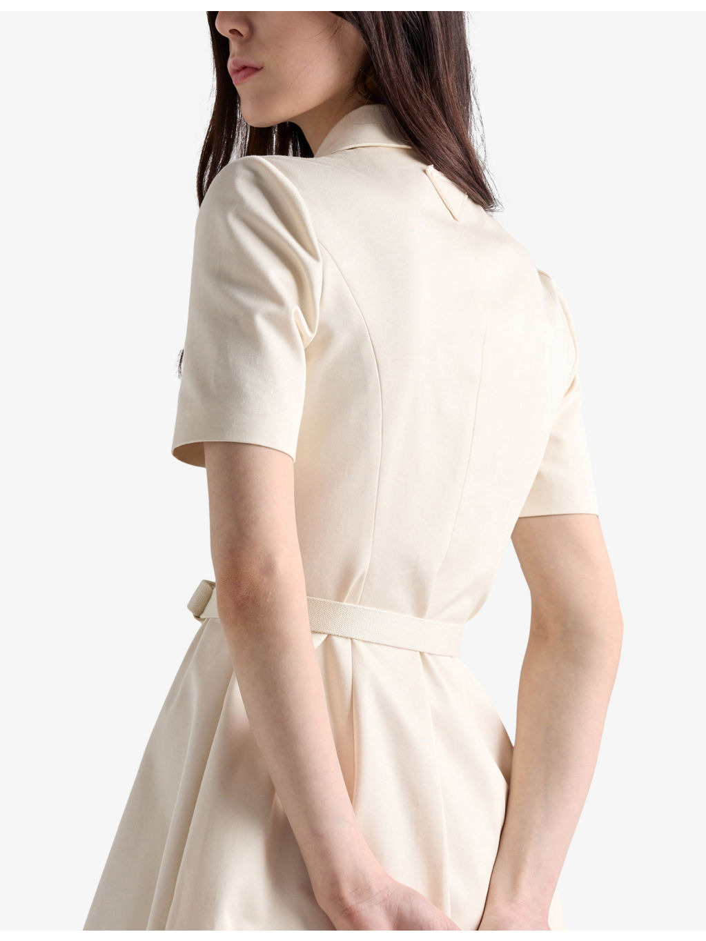 Logo-Belt A-Line Cotton Chino Midi Dress - 4
