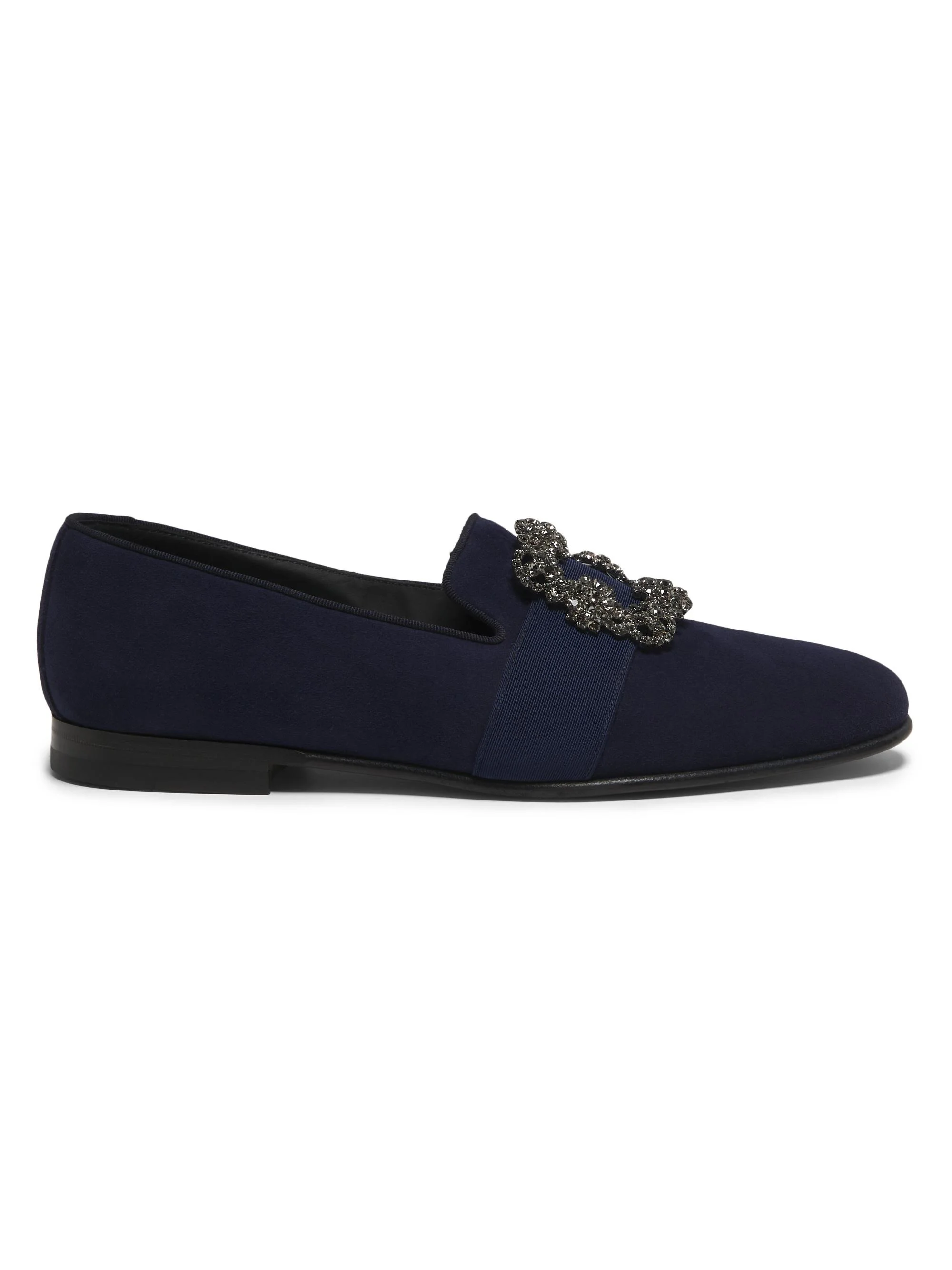 Carlton Crystal-Embellished Grosgrain-Trimmed 스웨드 Loafers - 1
