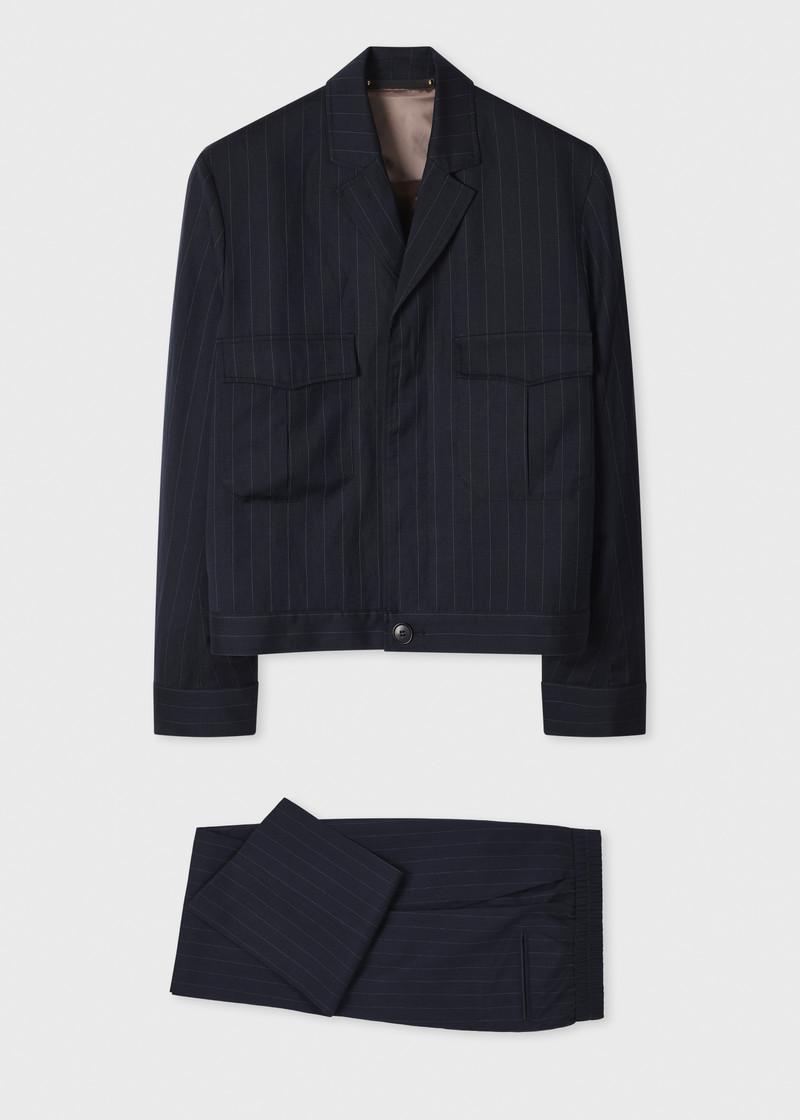 Navy Wool-Linen Pinstripe Co-ord 1