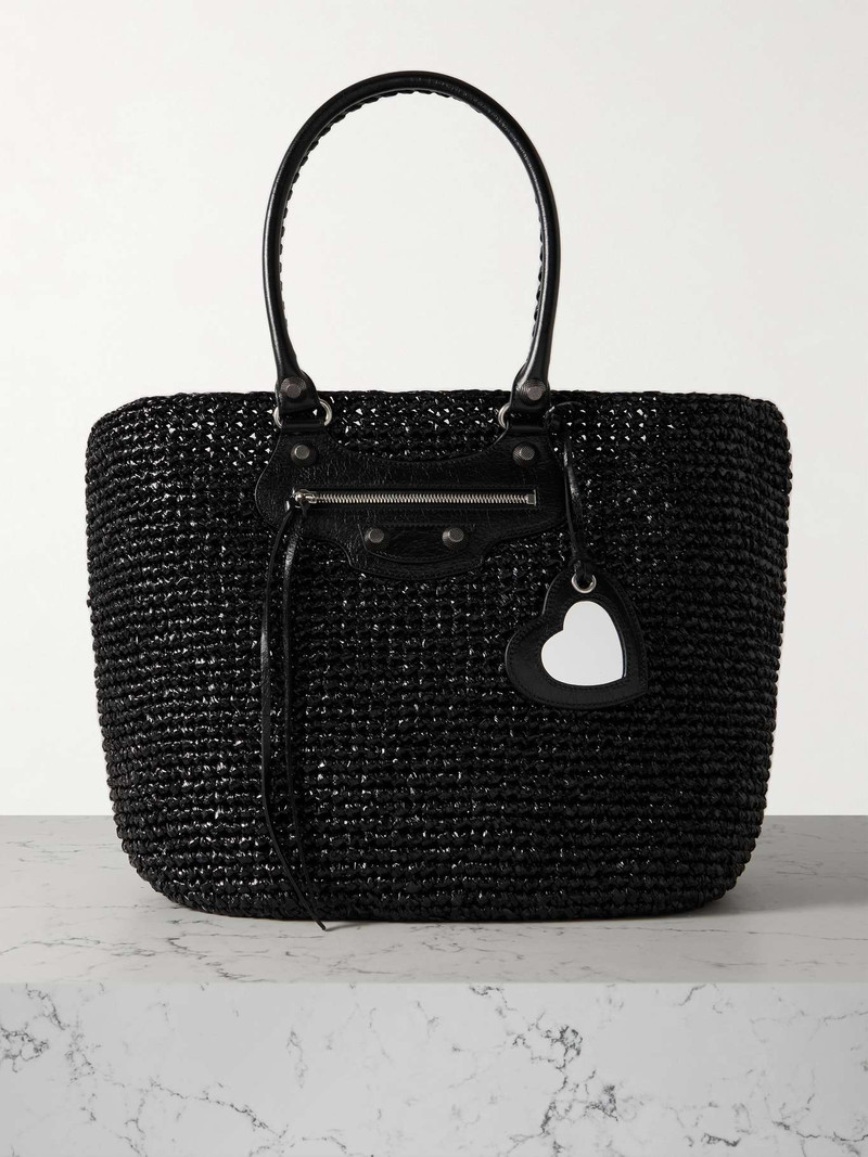 Le Cagole Panier embellished woven patent-leather tote - 1