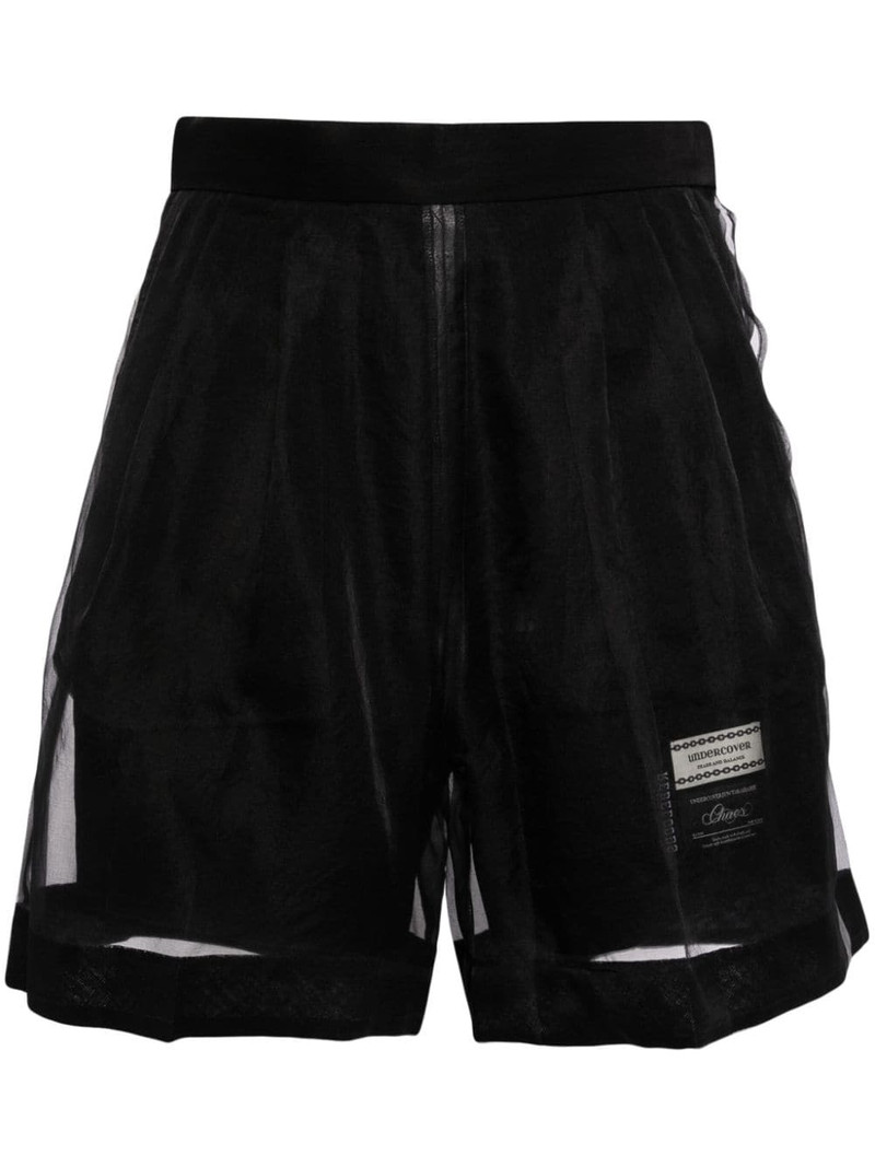 tulle-detail silk shorts 1