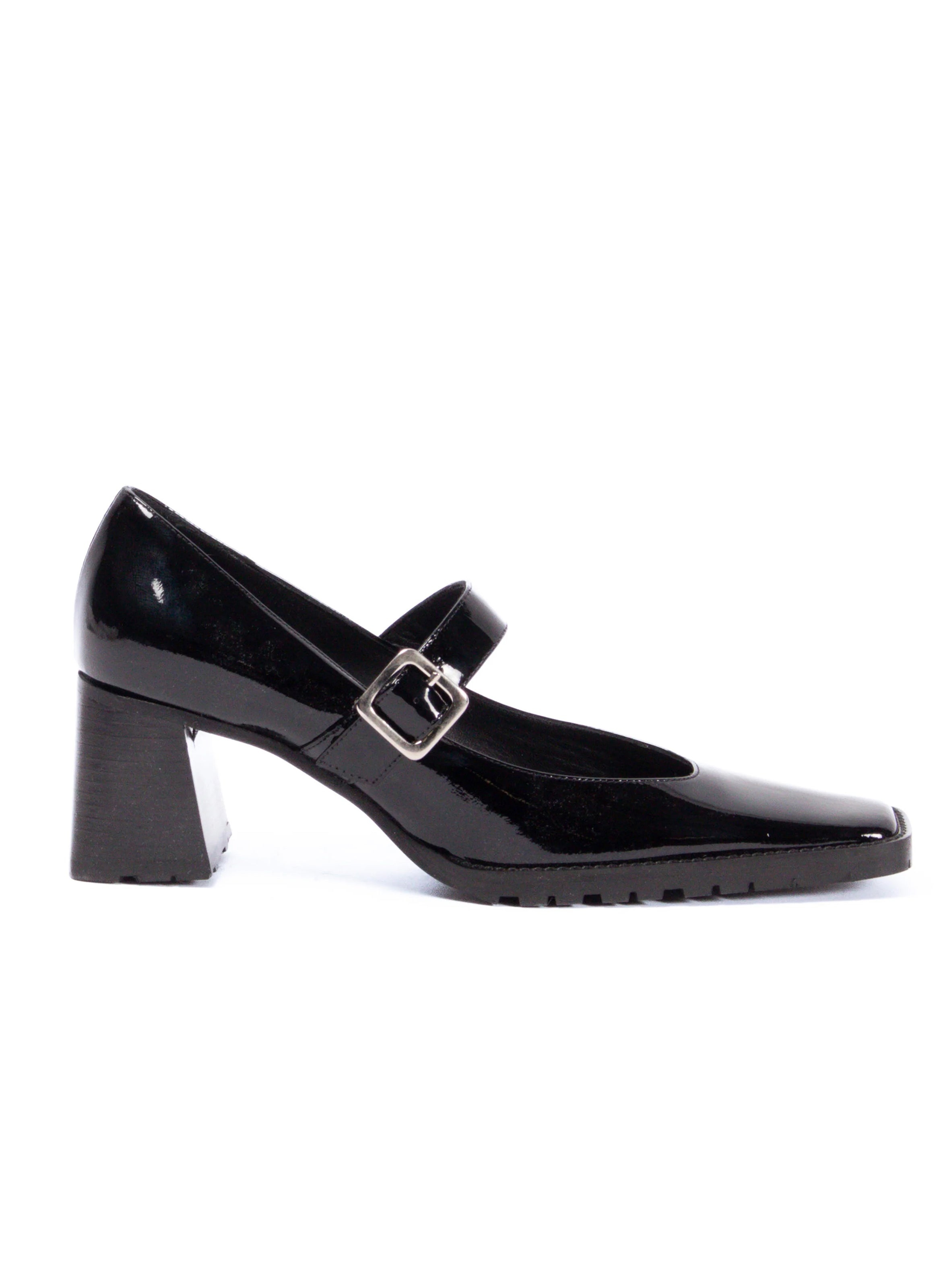 Mary Jane Block Heel Patent Black - 4