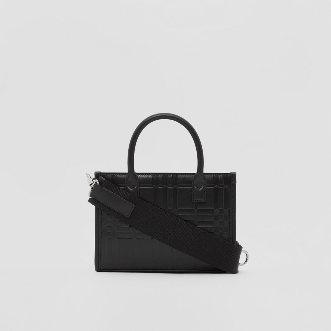 Mini Embossed Check Leather Tote - 6