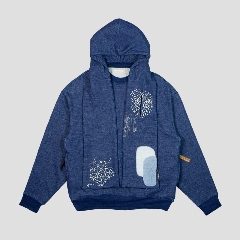 Kapital INDIGO x BORO JERSEY HOODIE outlook
