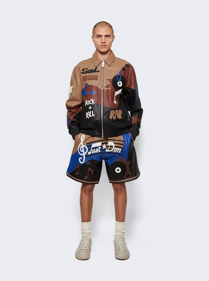 Just Don Music Lightweight Leather Jacket Brown outlook