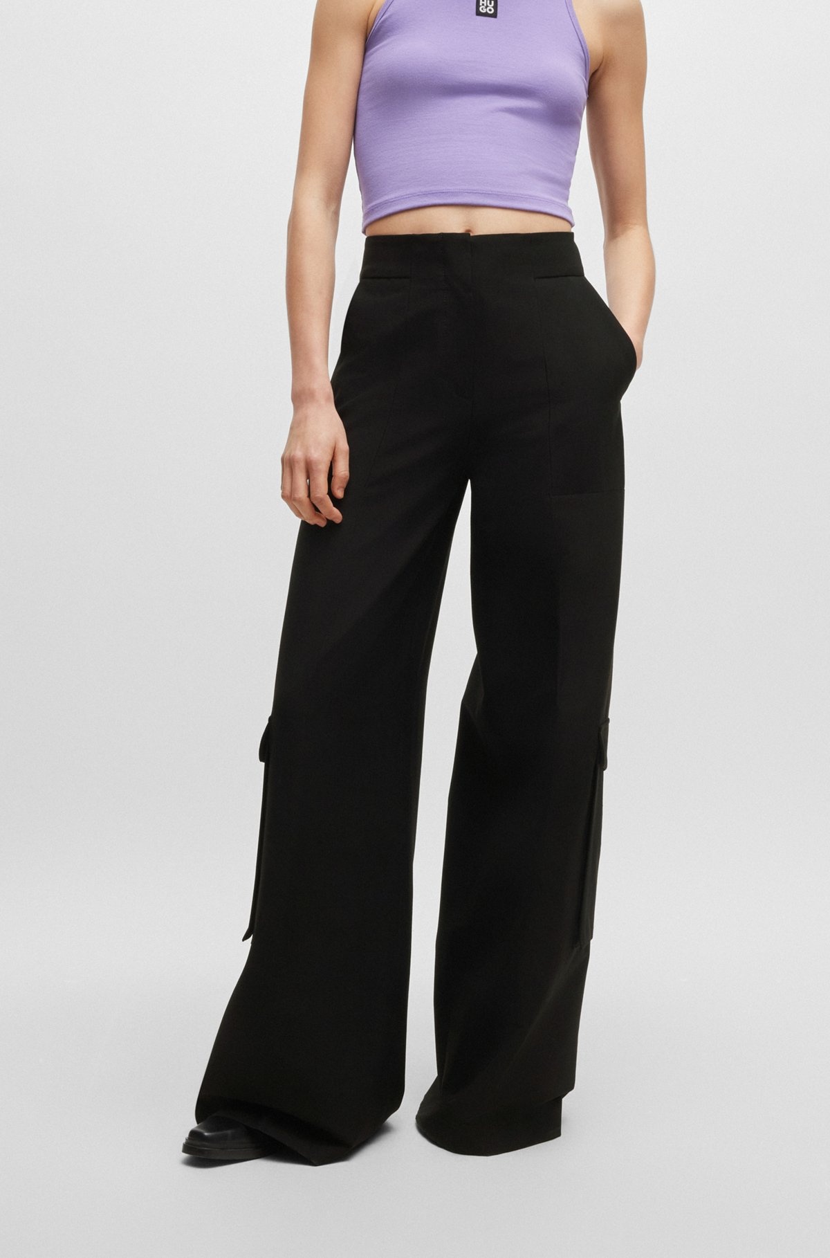 REGULAR-FIT CARGO TROUSERS WITH WIDE LEG - 2