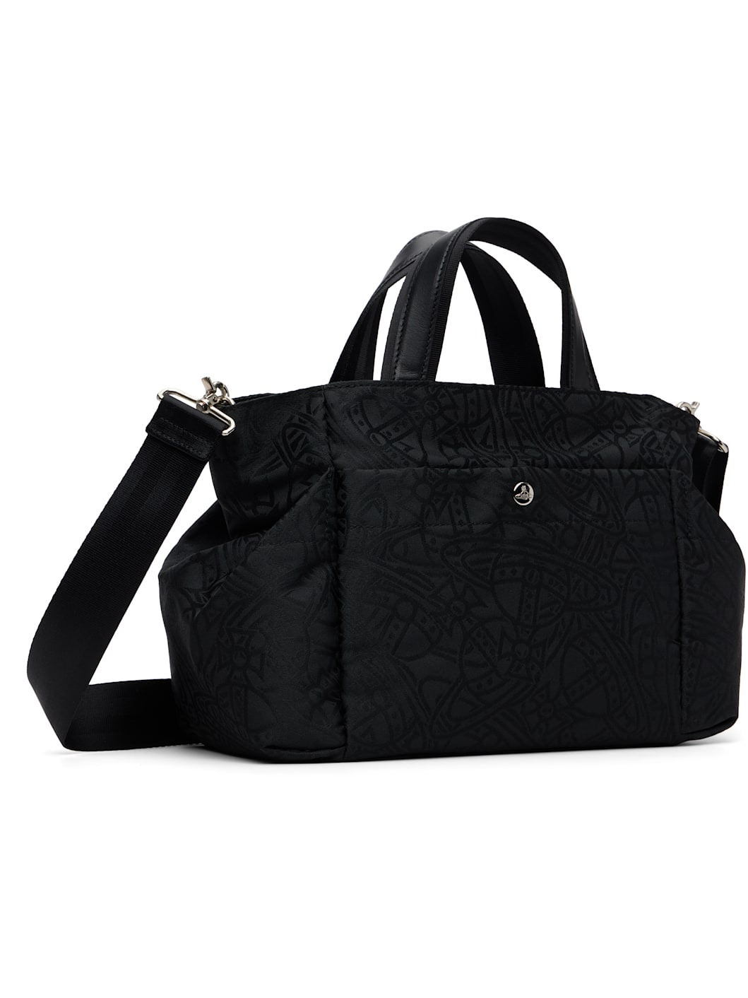 Black Tangled Jacquard Orb Tote - 3