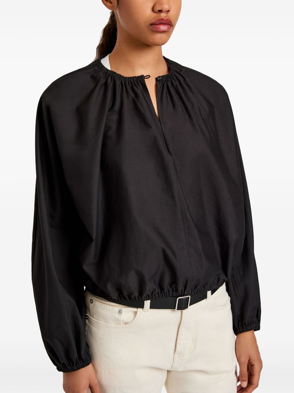 gathered-neck balloon-sleeve top - 6