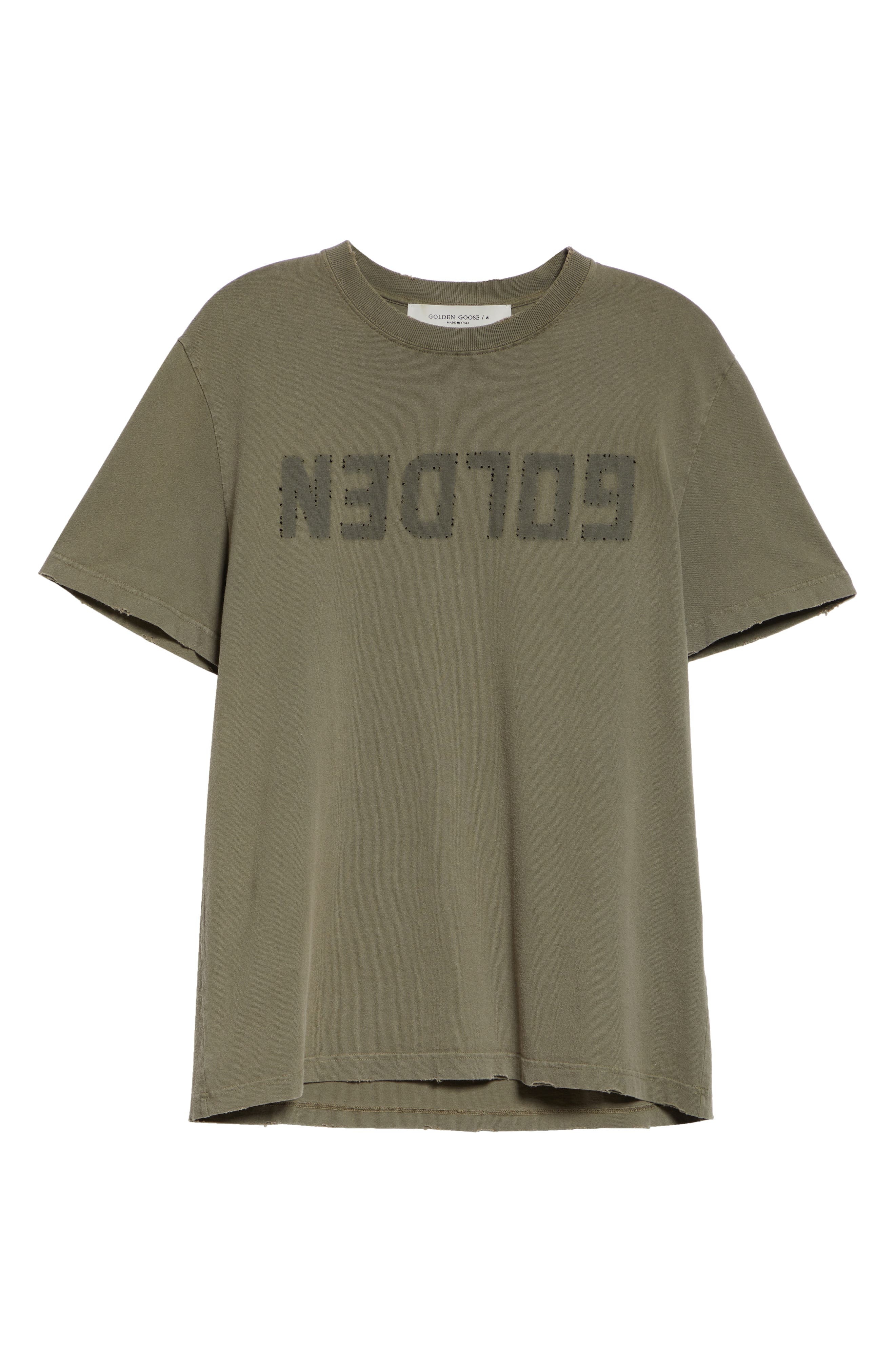 Distressed Upside Down Logo Cotton Graphic Tee - 6