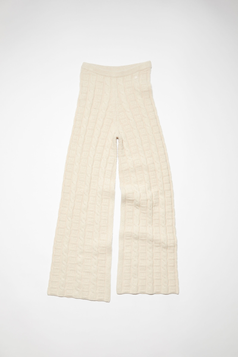 Cable wool trousers - Oatmeal melange 1