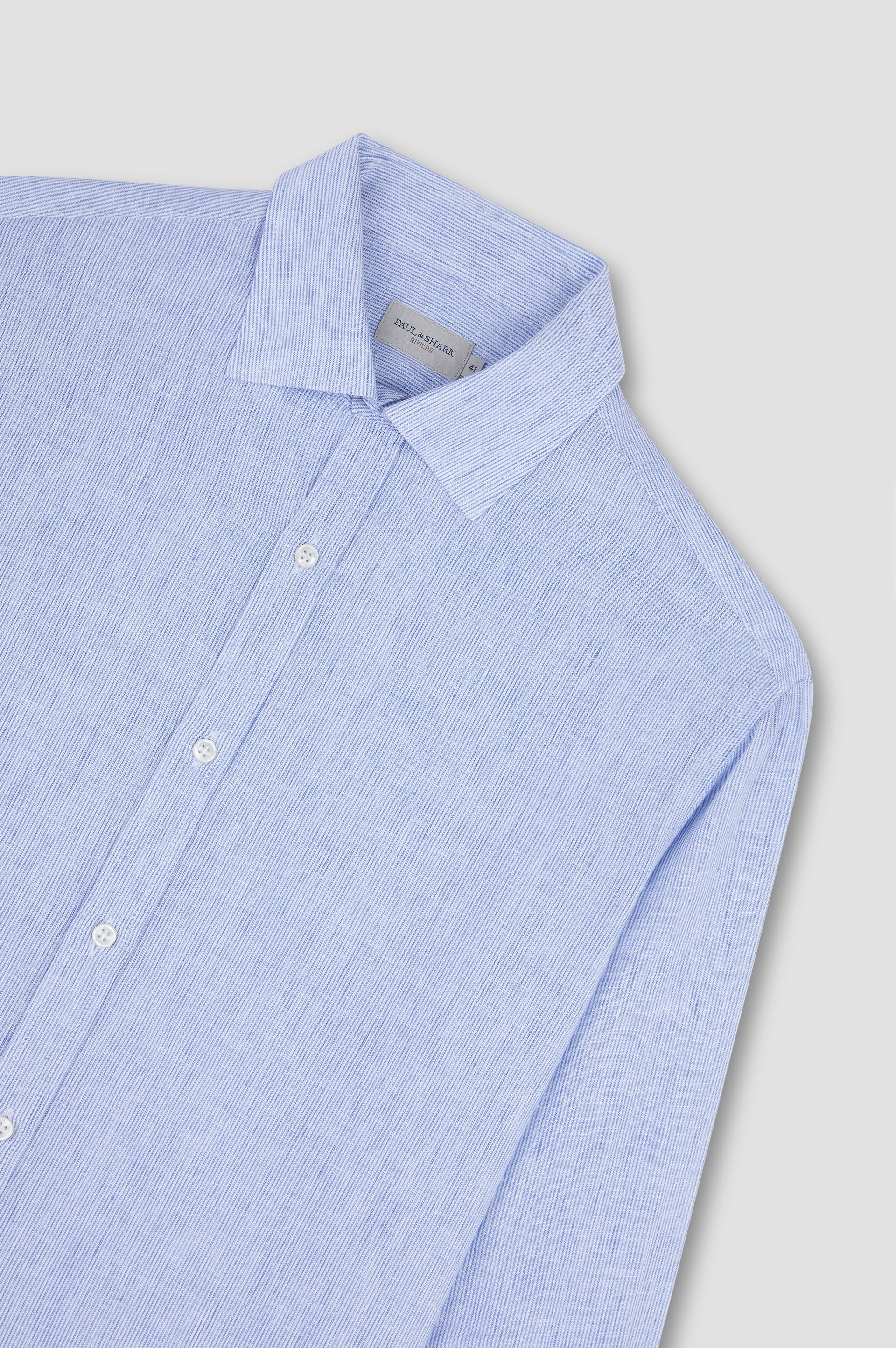 LINEN SEERSUCKER SHIRT WITH FRENCH COLLAR - 5