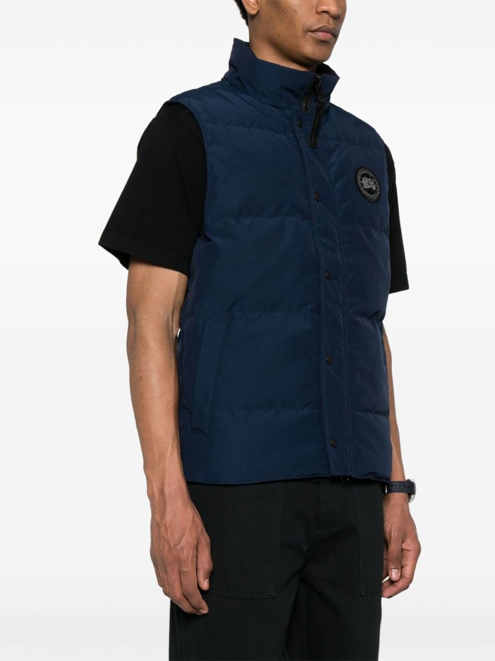 logo-patch quilted gilet - 3