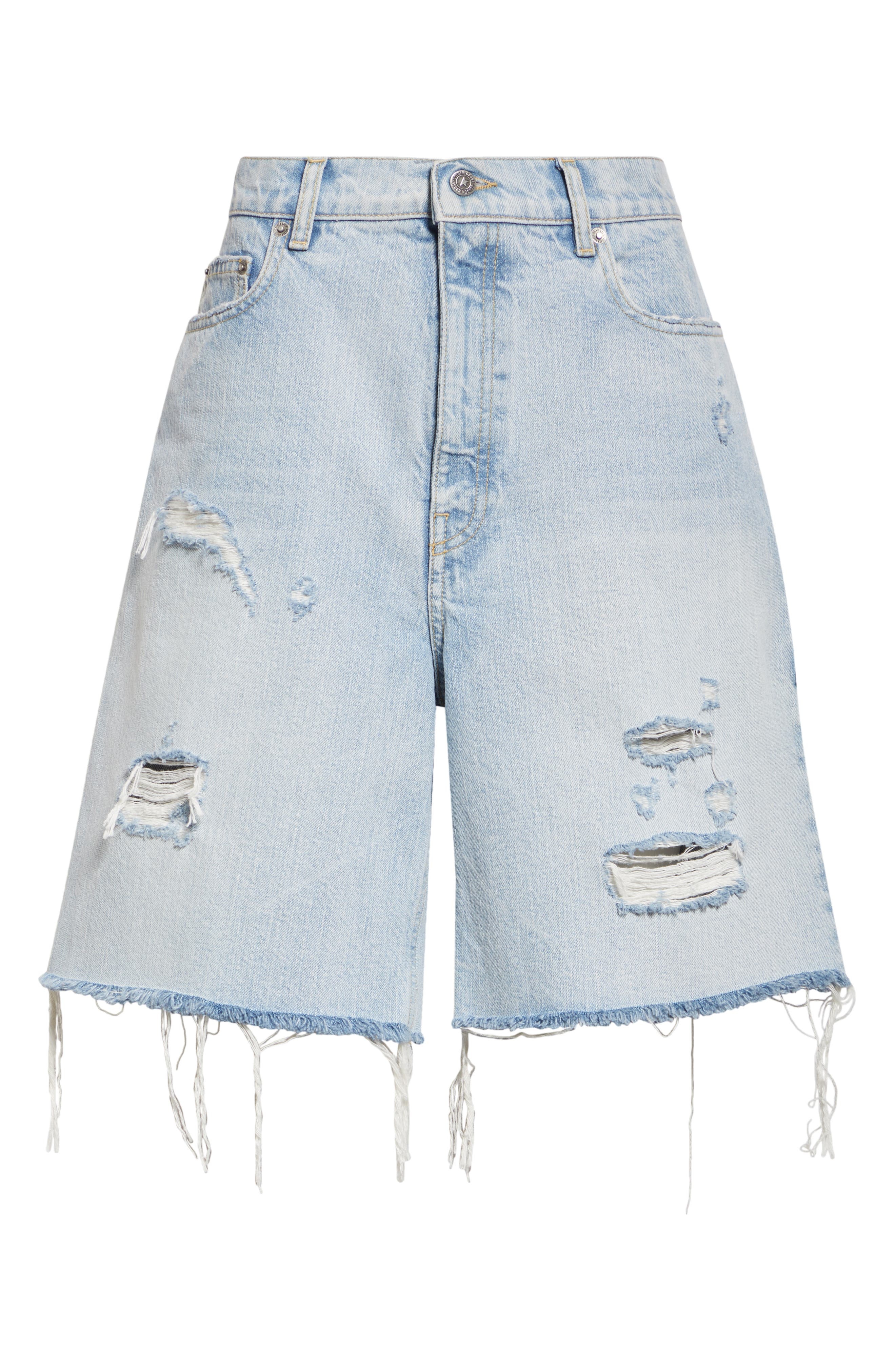 Golden Goose Marsha Destroyed Cutoff Denim Bermuda Shorts in Cloud Blue at Nordstrom - 6