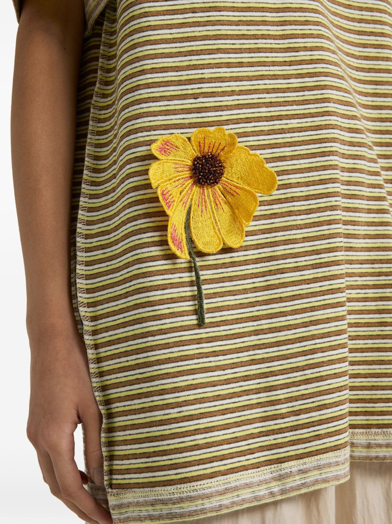 striped-pattern flower T-shirt 6