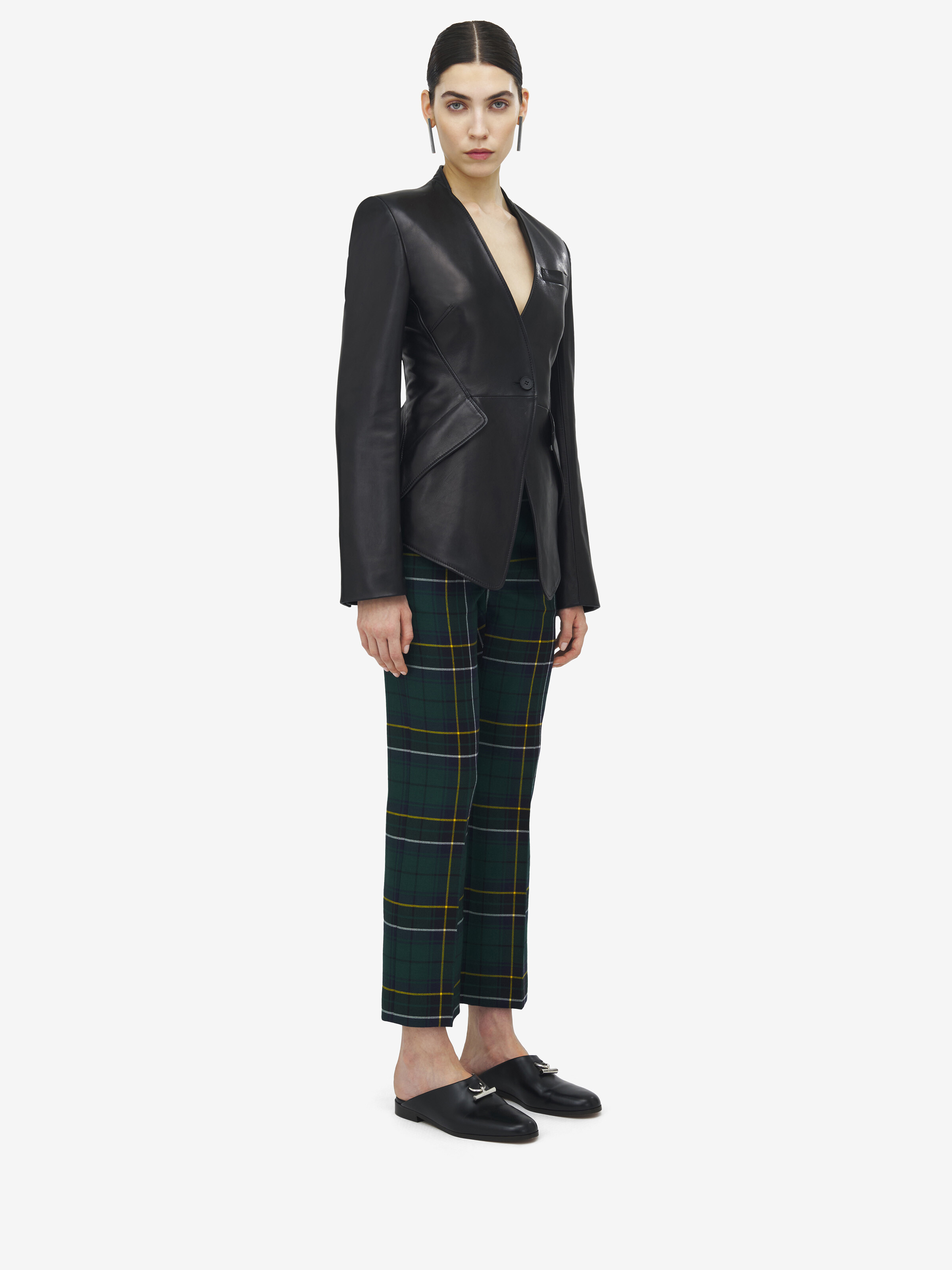 Peplum Tailored Leather Jacket - 4