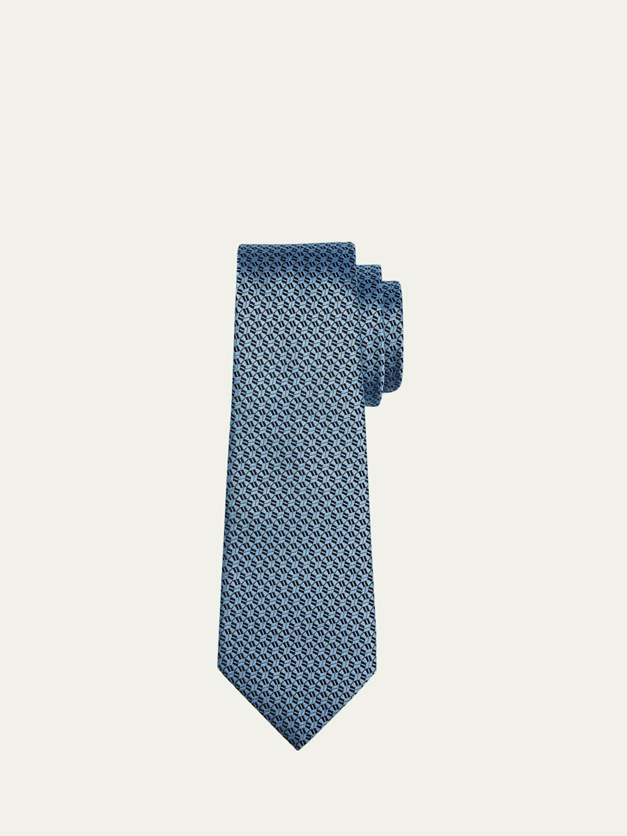 Men's Geometric Silk Jacquard Tie - 1