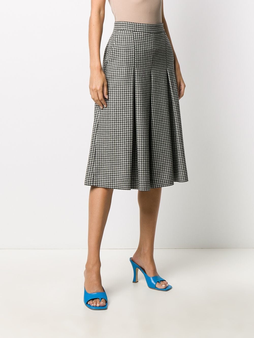 pleated houndstooth pattern skirt - 3