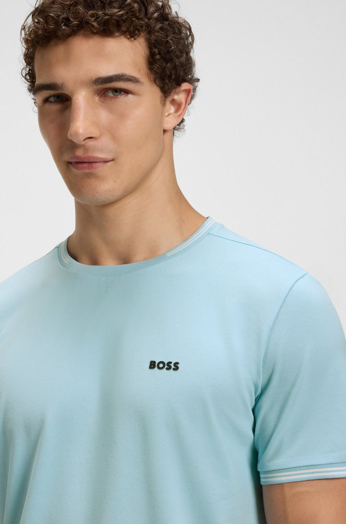 STRETCH-COTTON T-SHIRT WITH STRIPES AND LOGO - 3