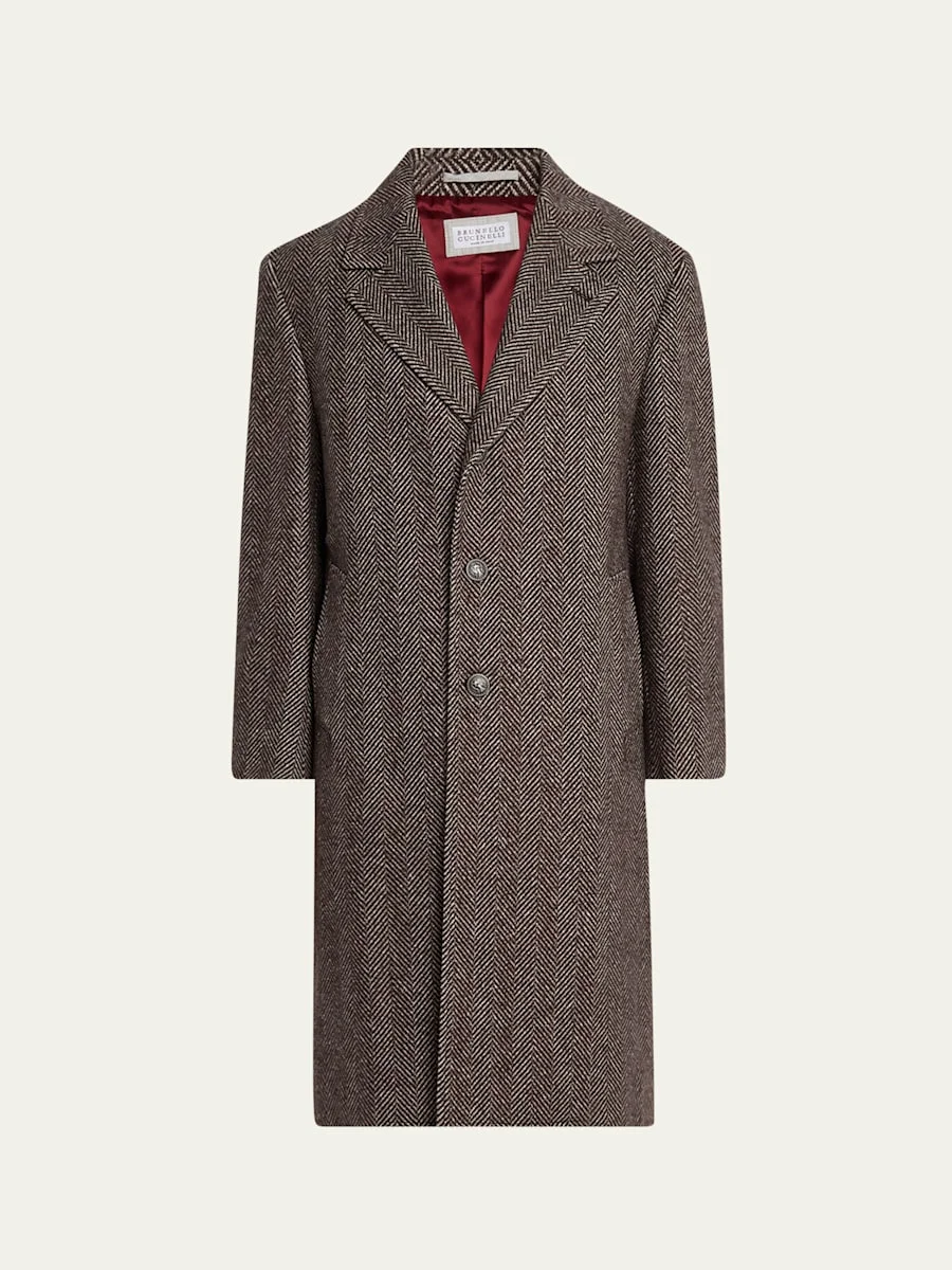 Men's Chevron Raglan-Sleeve Overcoat - 1