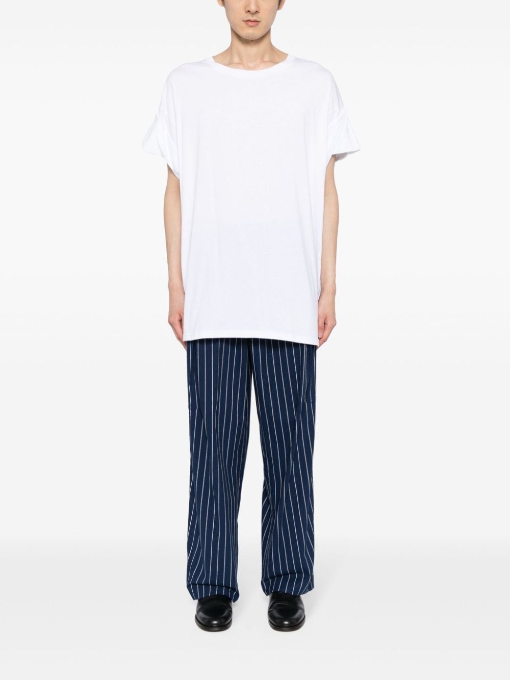draped-detail cotton T-shirt - 2