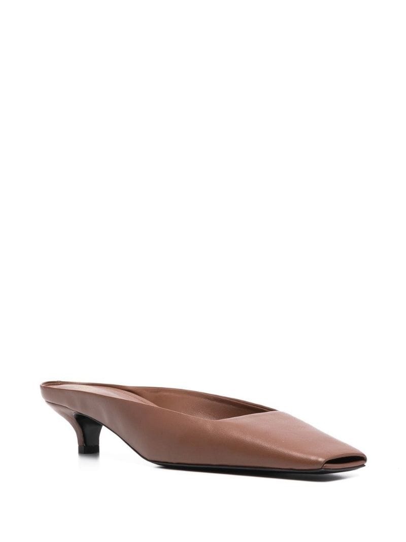 square-toe leather mules - 2