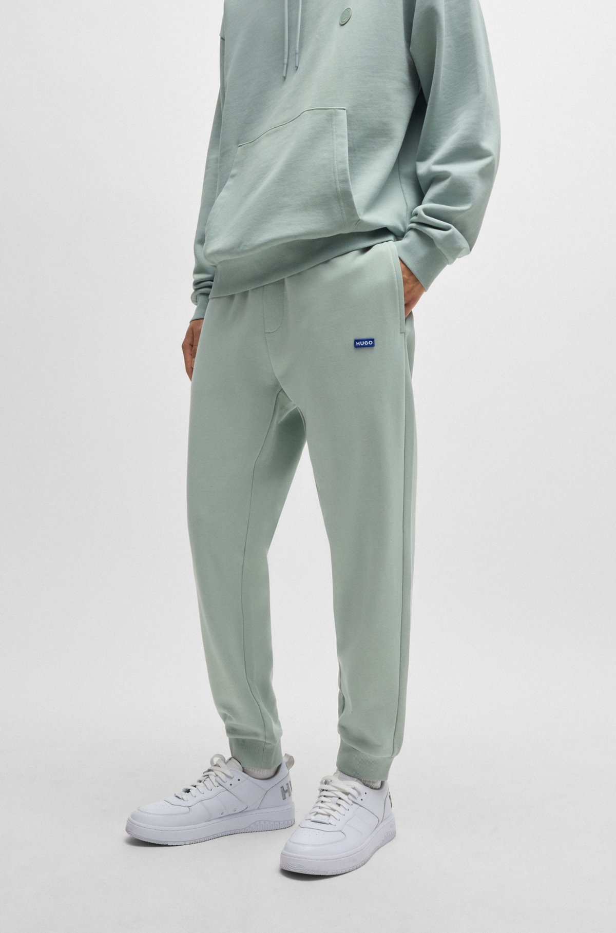 COTTON-TERRY TRACKSUIT BOTTOMS WITH BLUE LOGO PATCH - 2