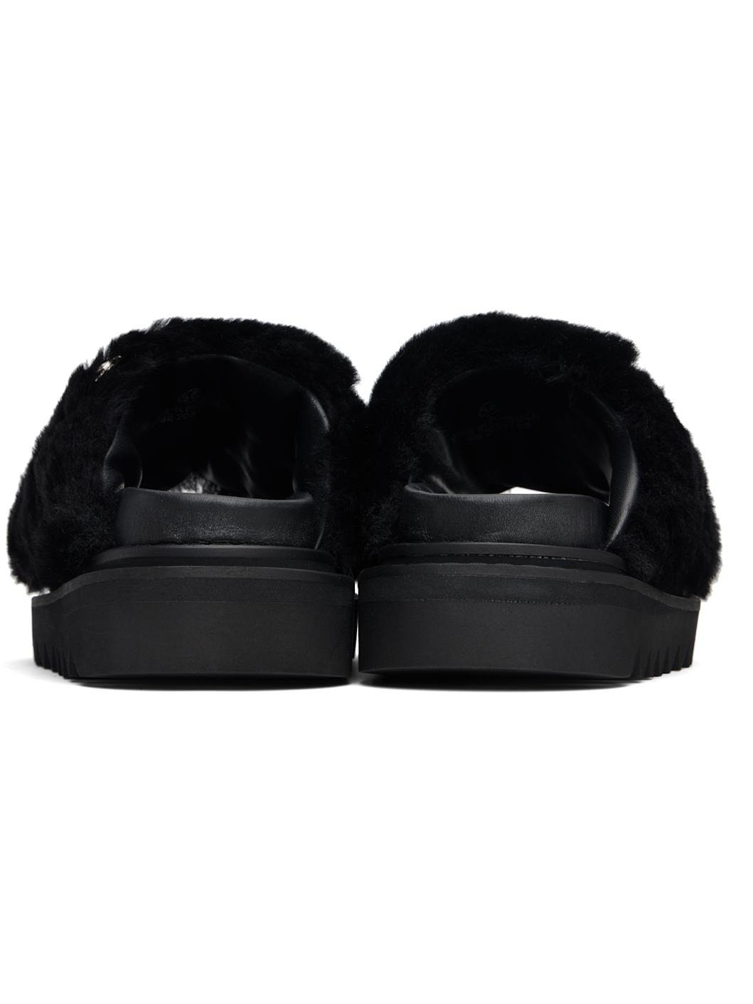 Black Fur Concho Slippers - 2