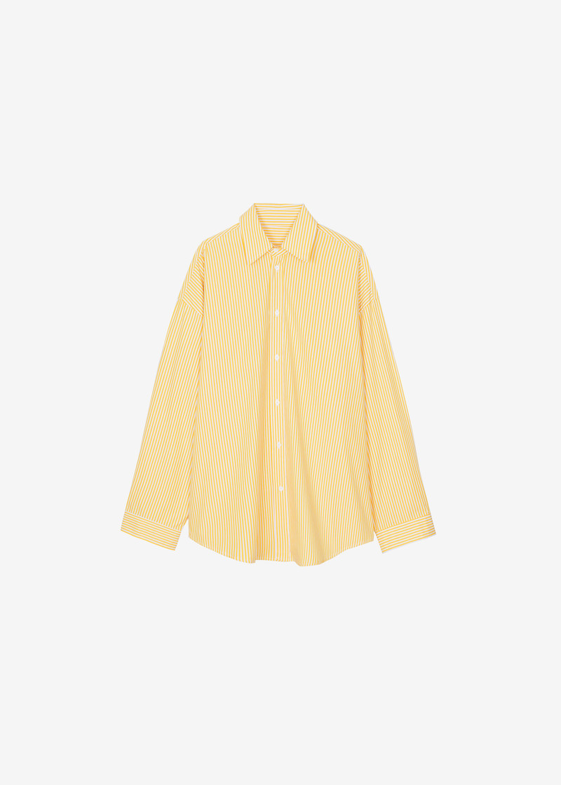 Rimini Oversized Poplin Shirt - Yellow/White Stripe 1