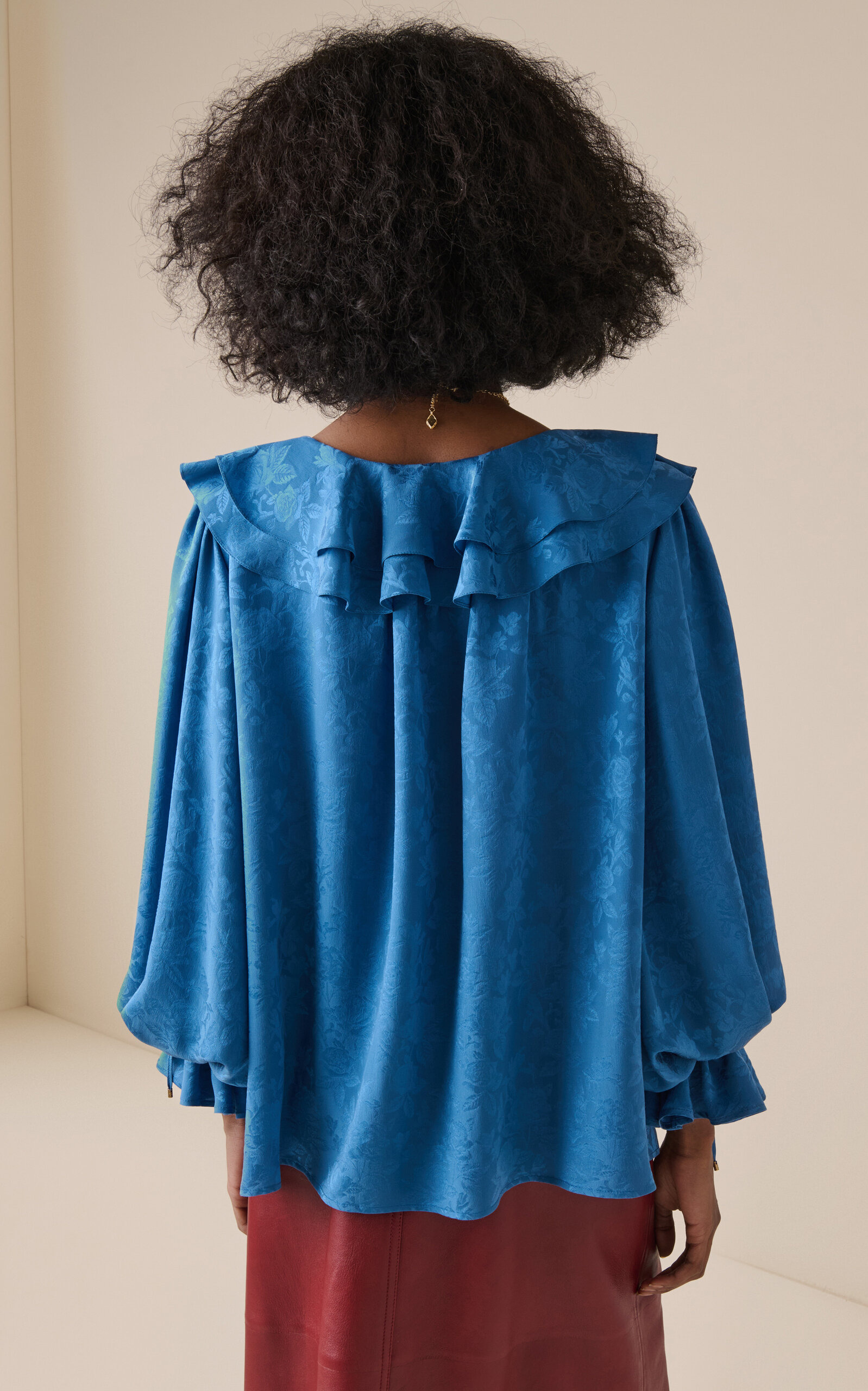 Organic-Silk Rose-Jacquard Top blue - 4