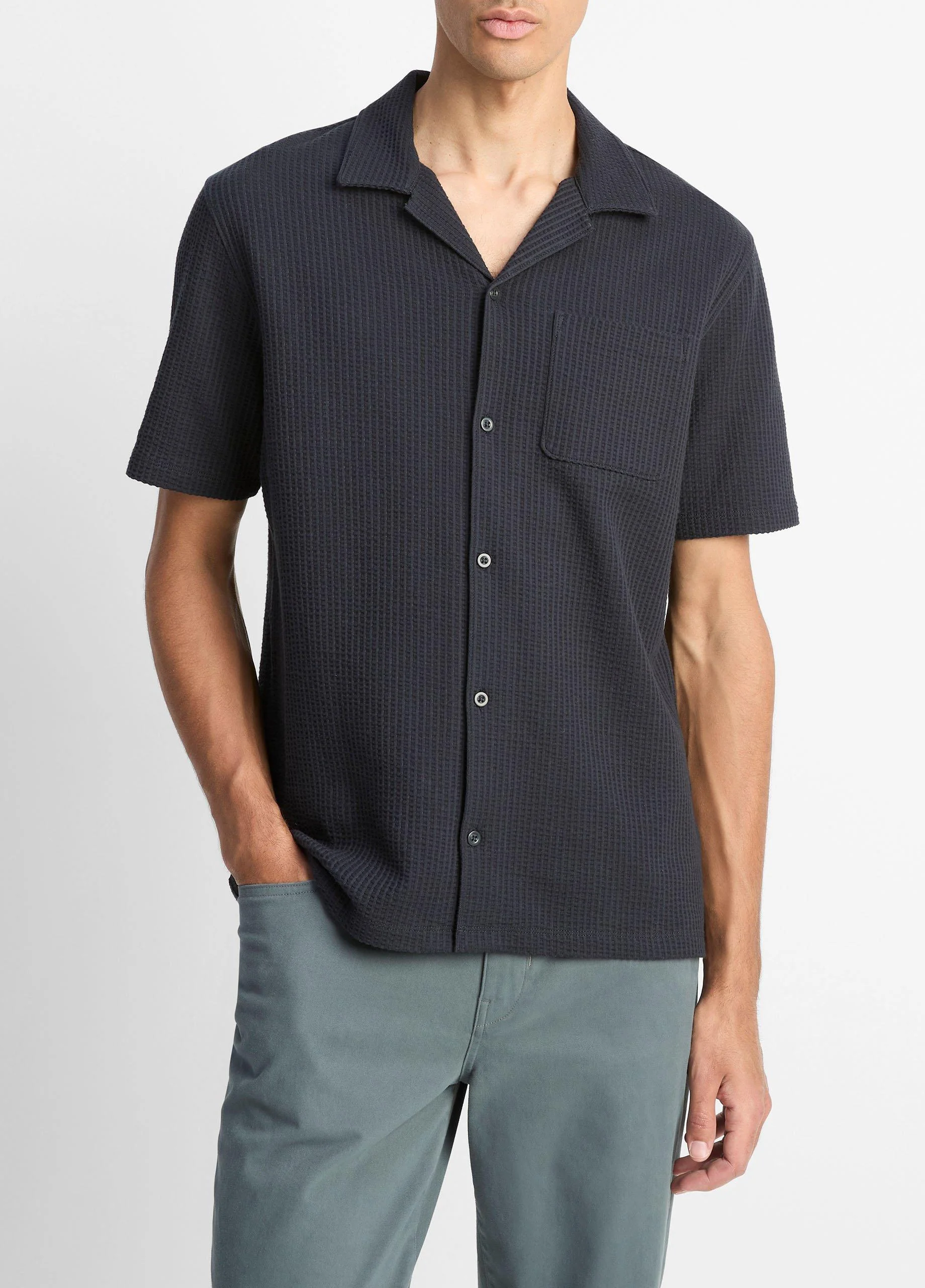 Seersucker-Knit Cotton Cabana Shirt - 1