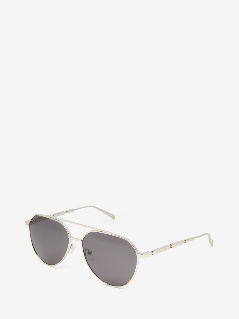 Alexander McQueen Metal Plaque Pilot Sunglasses outlook