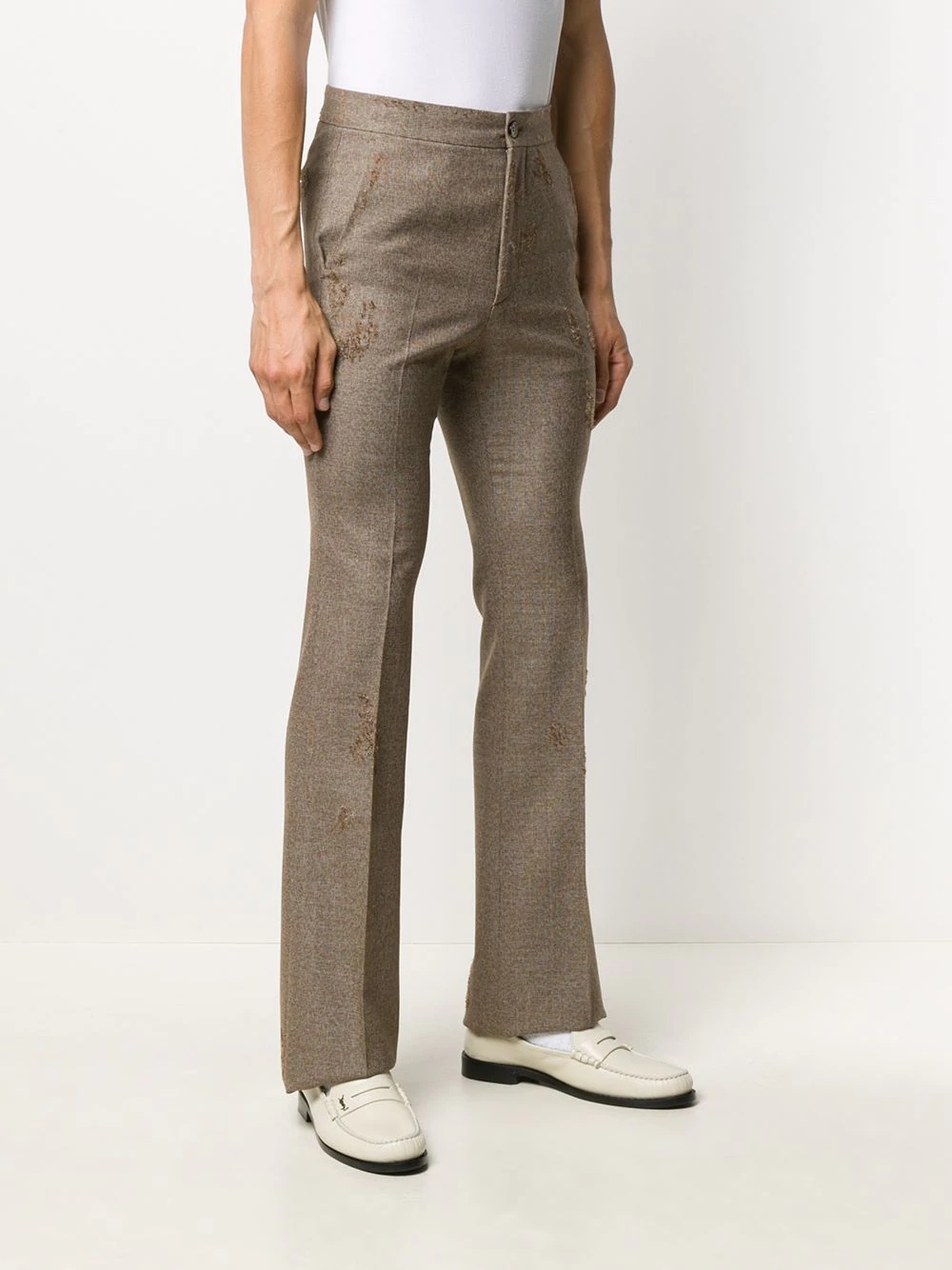 distressed-finish wool trousers - 3