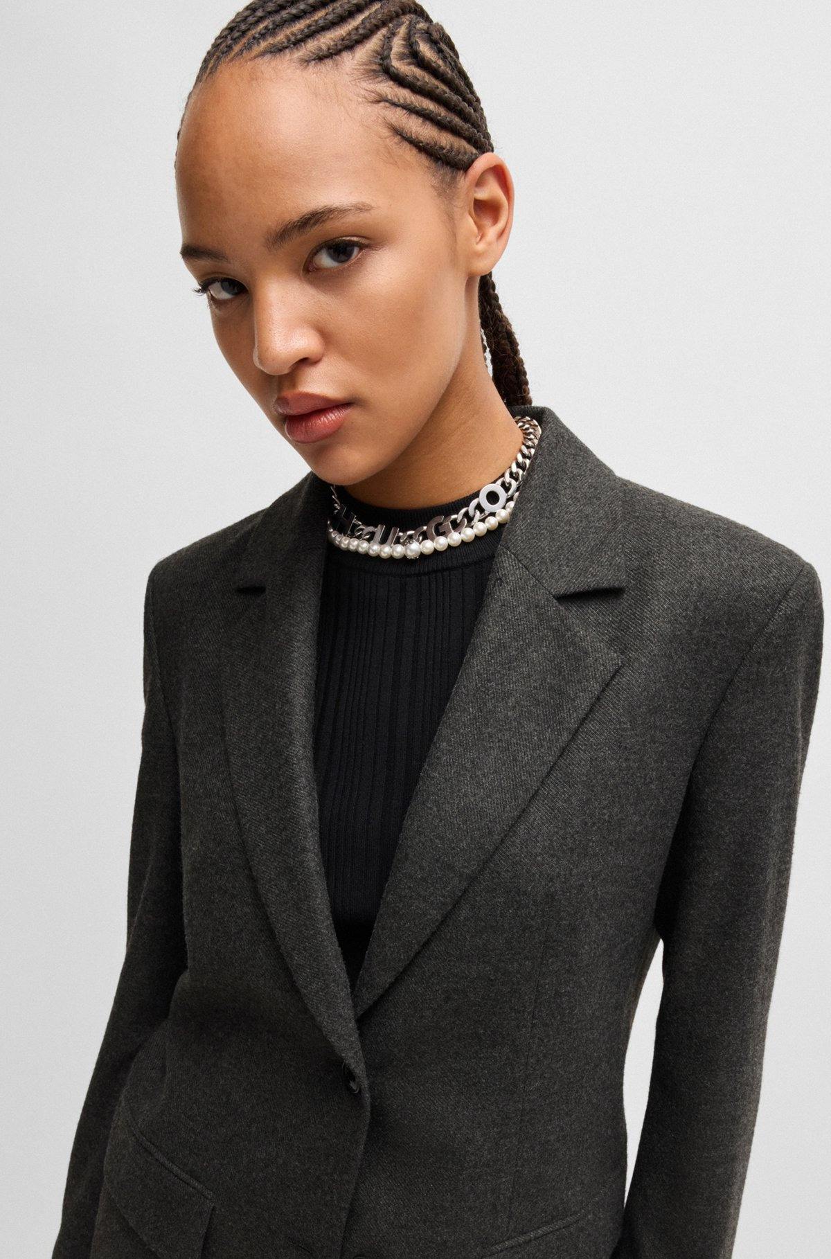 REGULAR-FIT JACKET IN MELANGE STRETCH FABRIC - 5