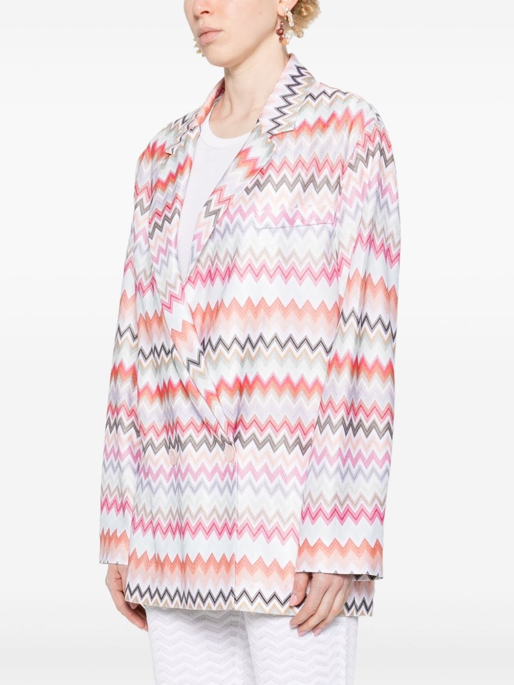 zigzag-woven blazer - 3