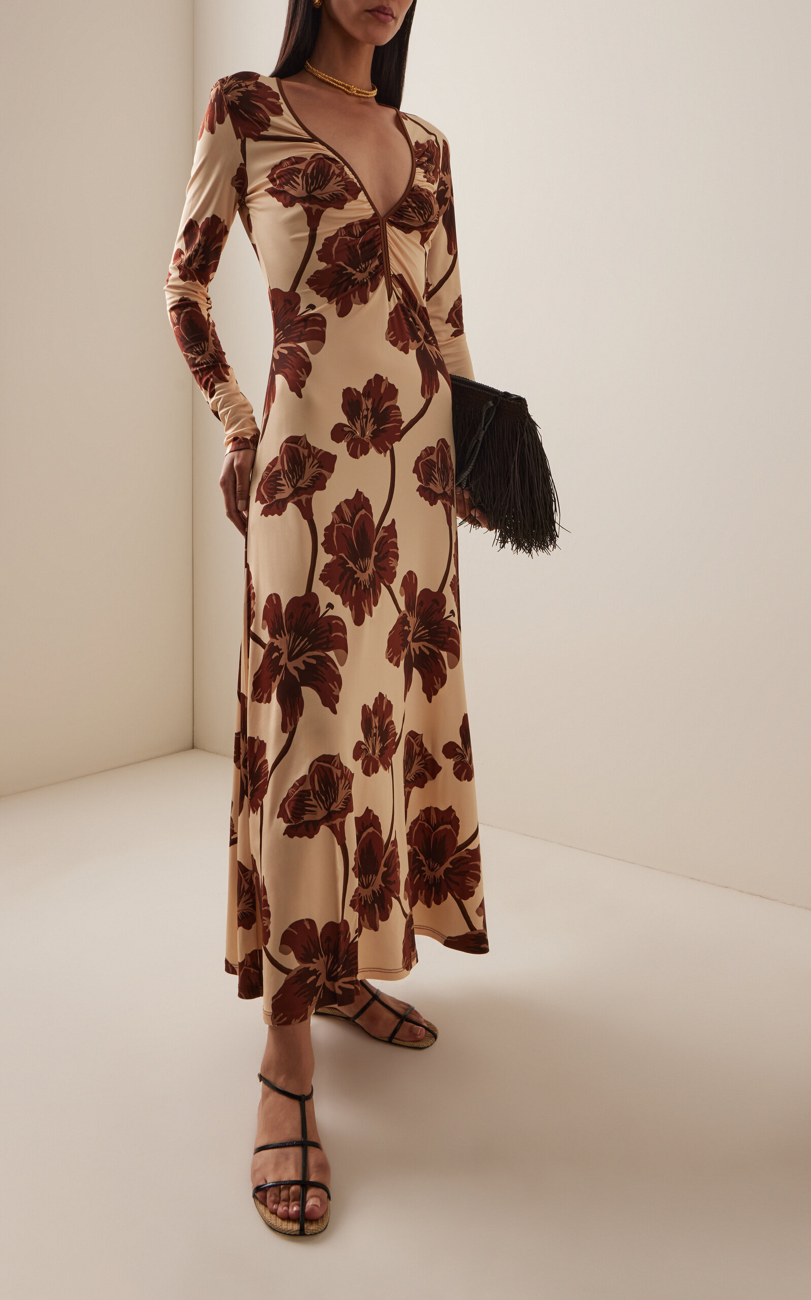 Alma Bordada Maxi Dress nude - 3