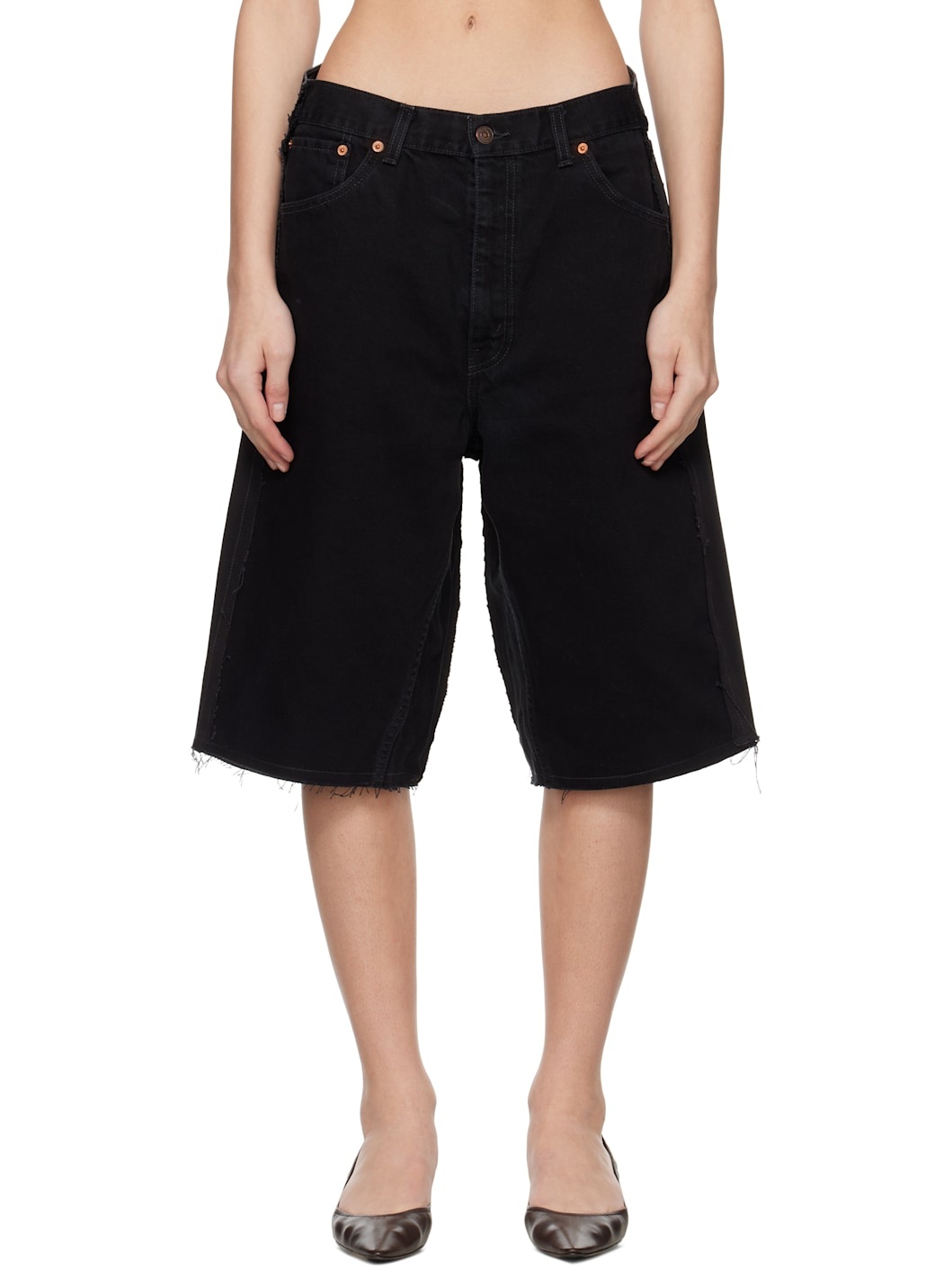 Black New Denim Shorts - 1