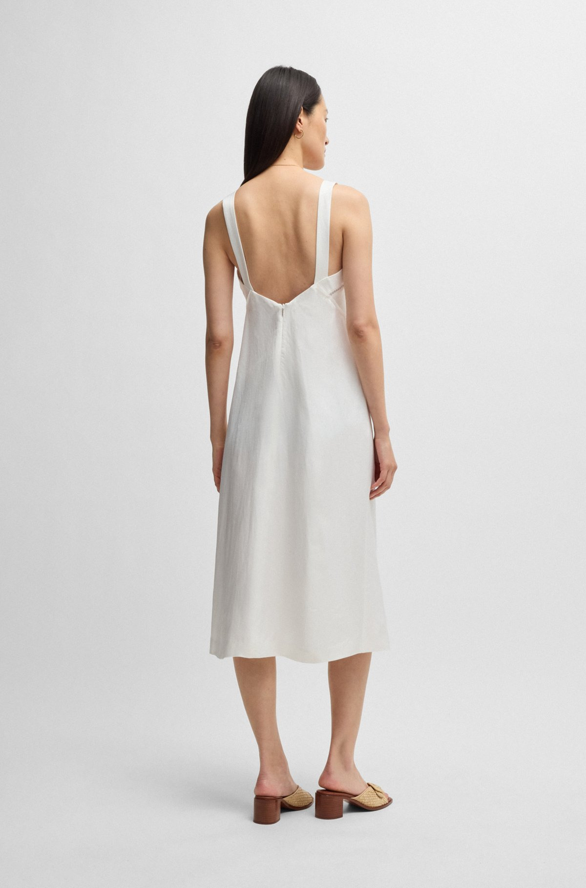 SUMMERY DRESS WITH WIDE STRAPS AND SEAMING DETAIL - 4