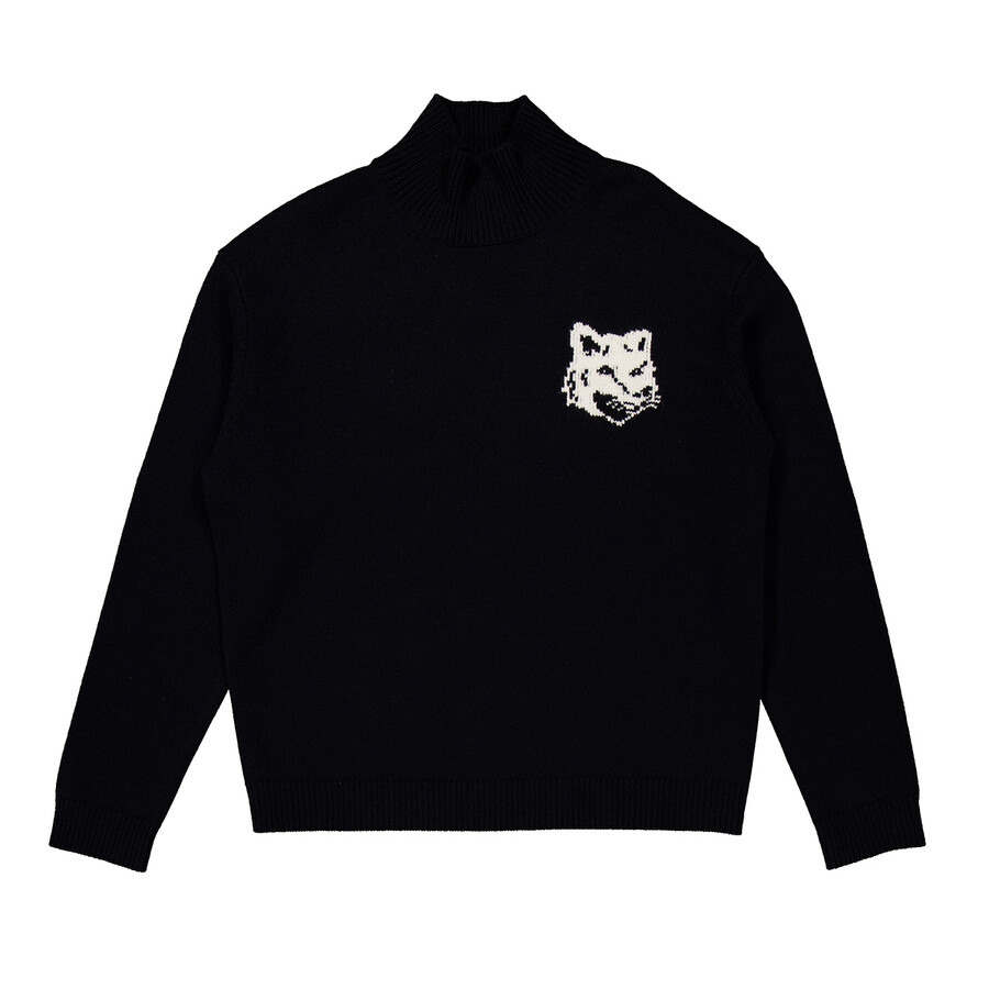 Maison Kitsune Fox Head Intarsia High-Neck Jumper - 1