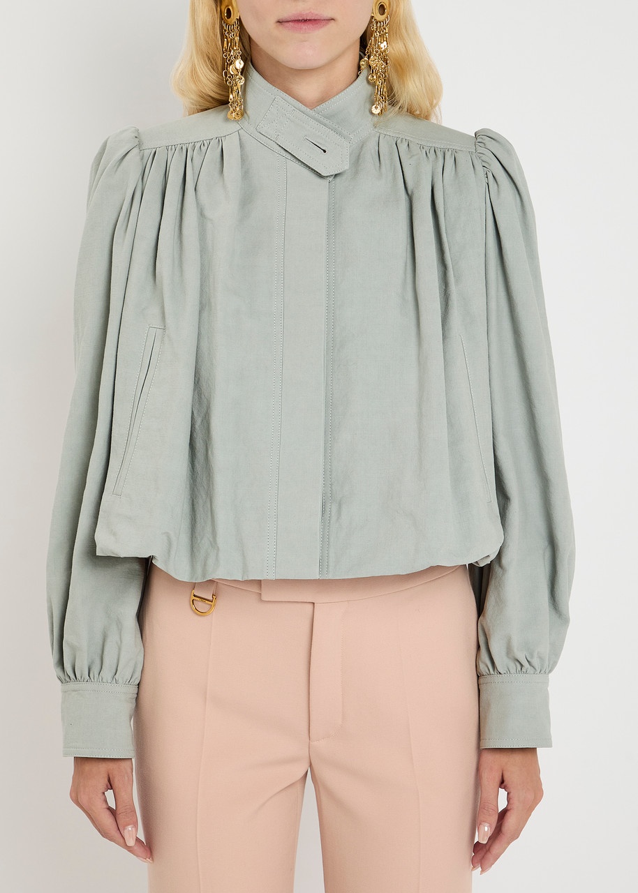 Chloe Pleated Canvas Crop Jacket - 2