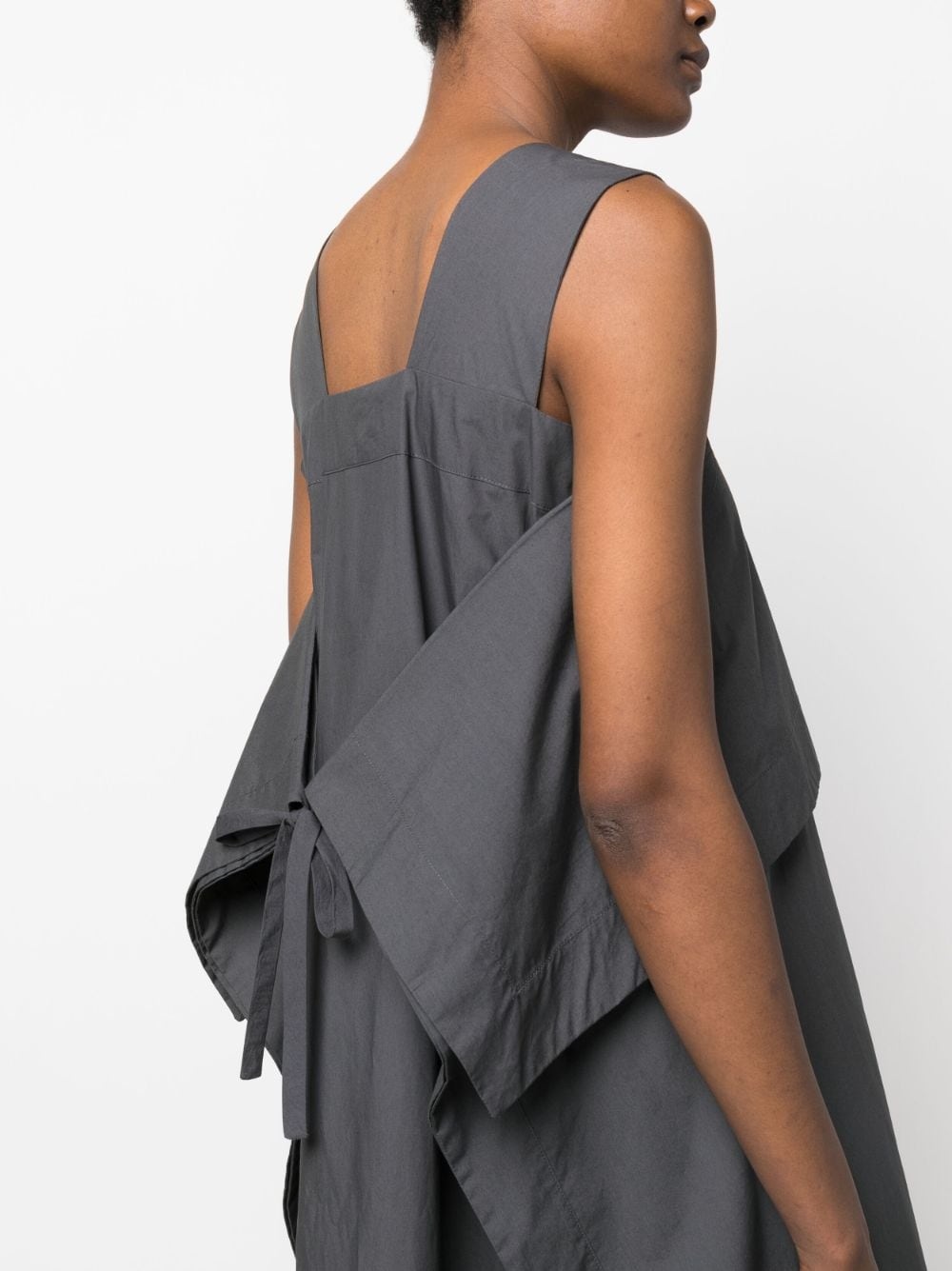 layered-detail draped cotton dress - 5