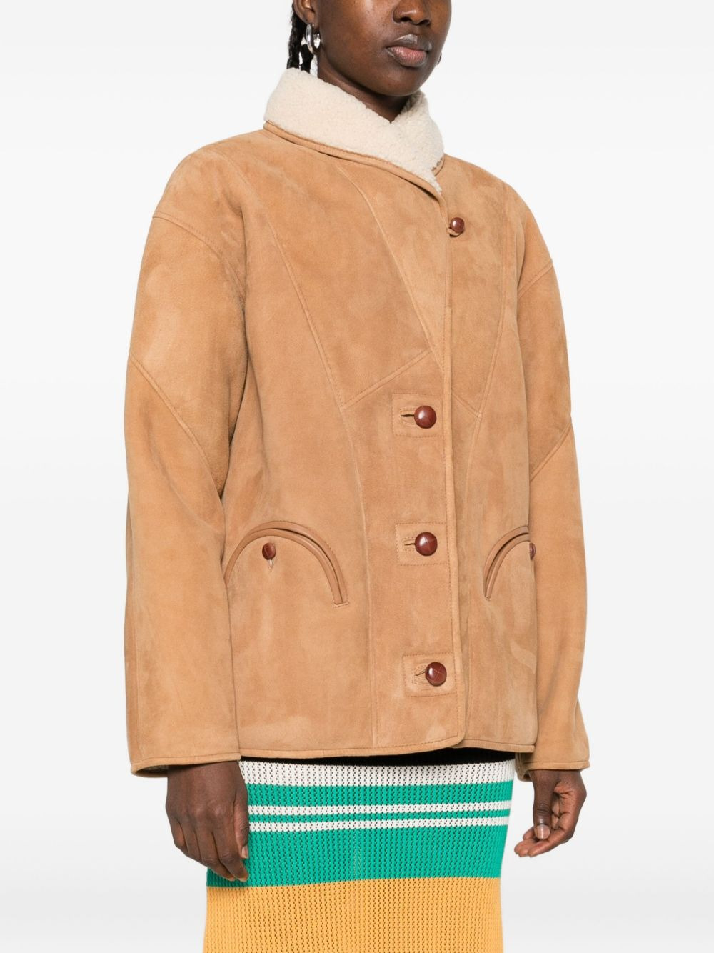 button-up suede jacket - 3