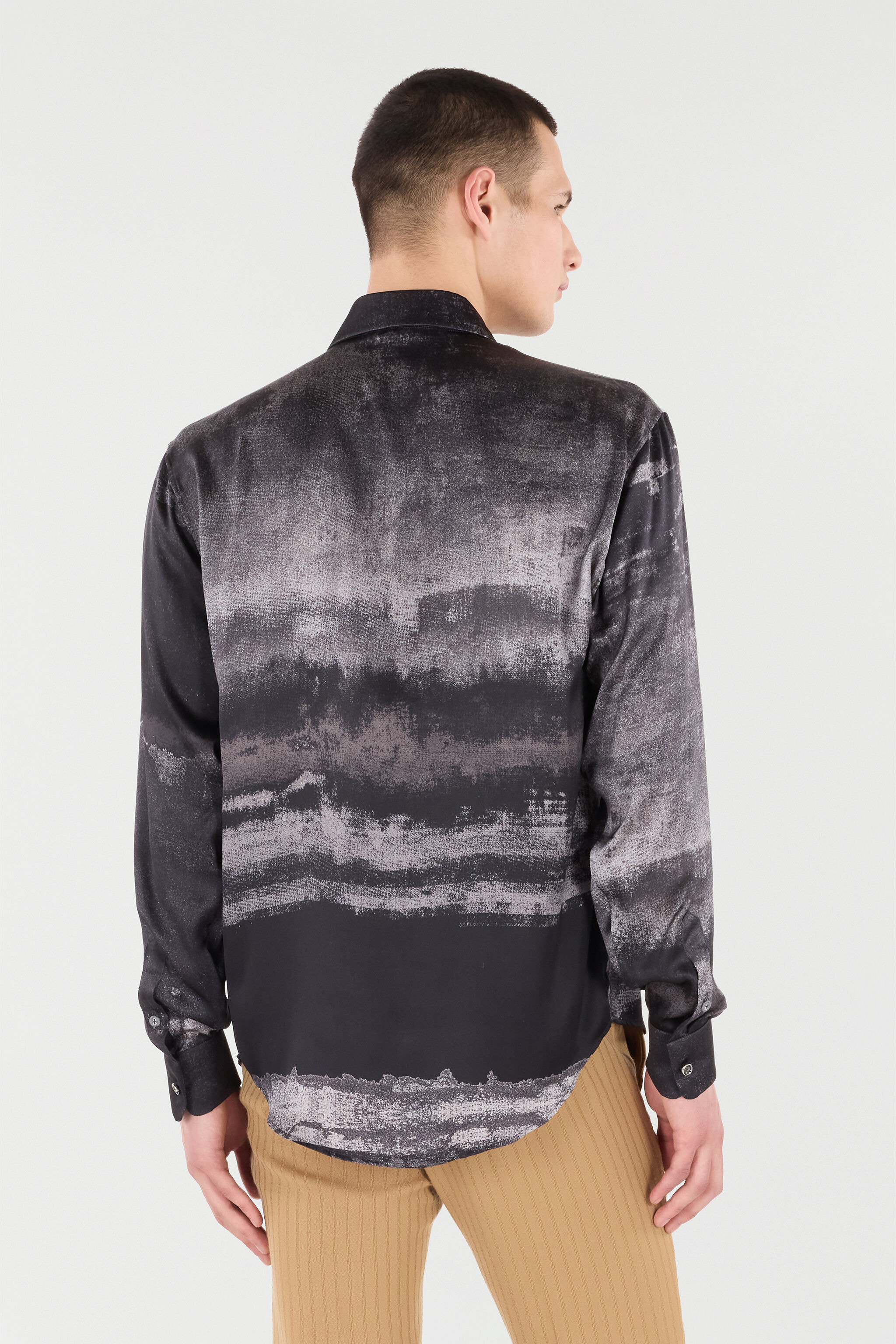 Used-Effect Gradient Silk Shirt - 4