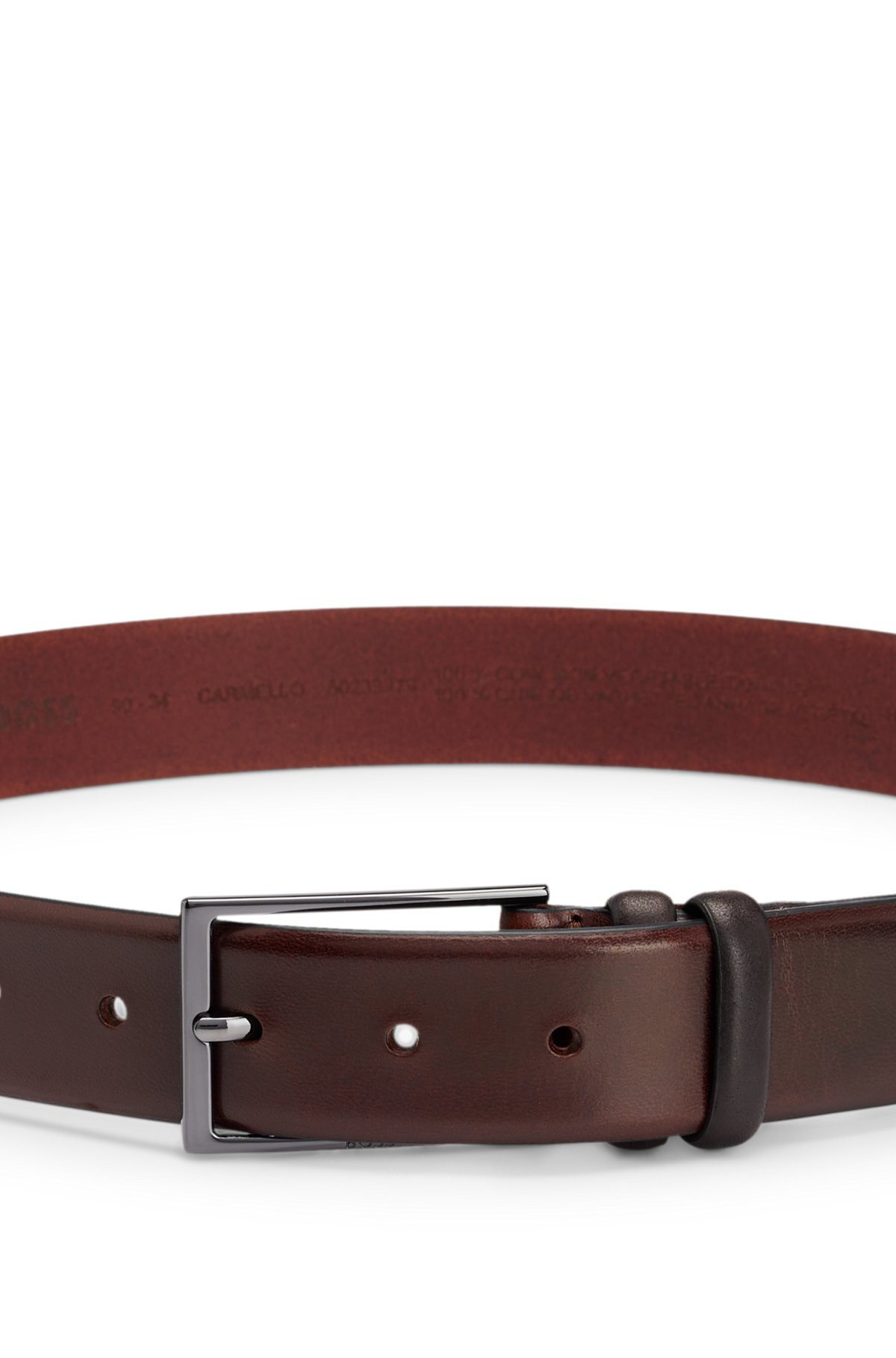 VEGETABLE-TANNED LEATHER BELT WITH GUNMETAL HARDWARE - 4
