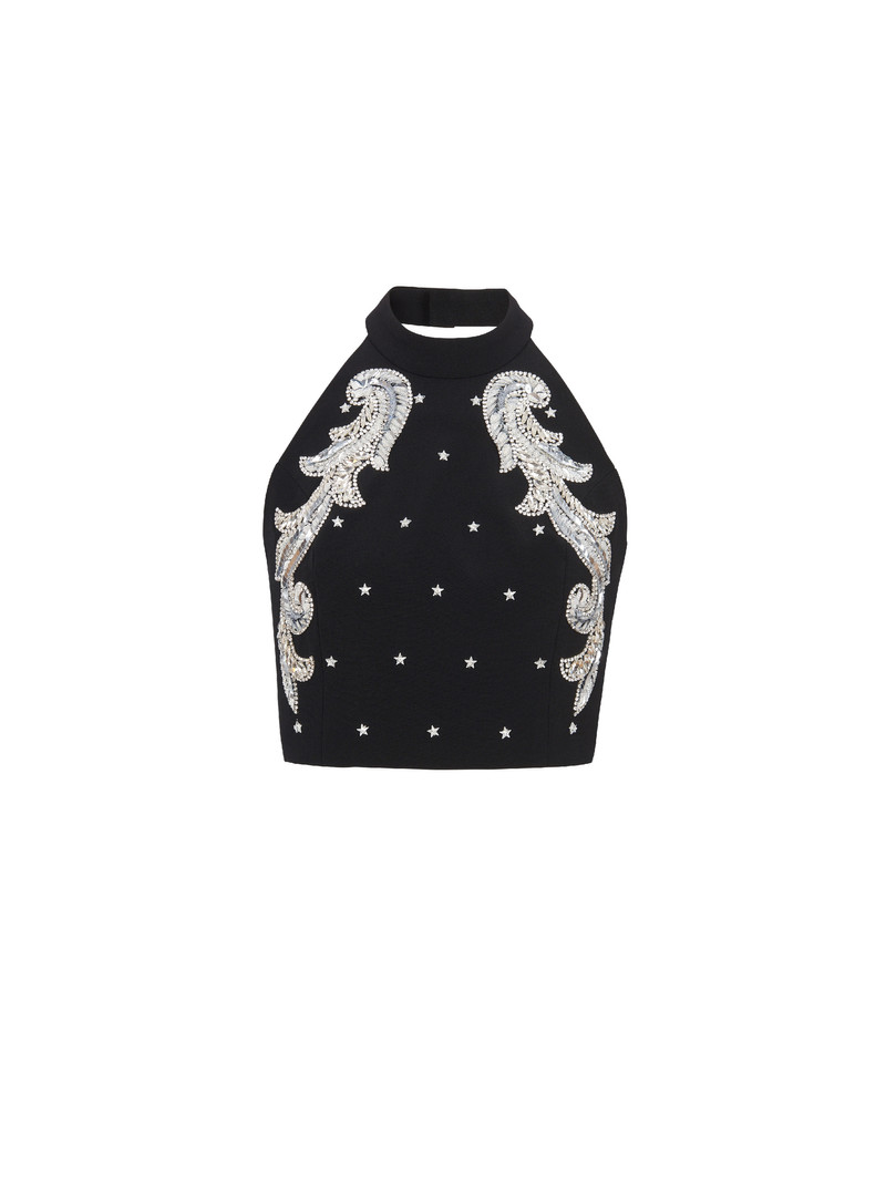 Backless Baroque embroidered top 1