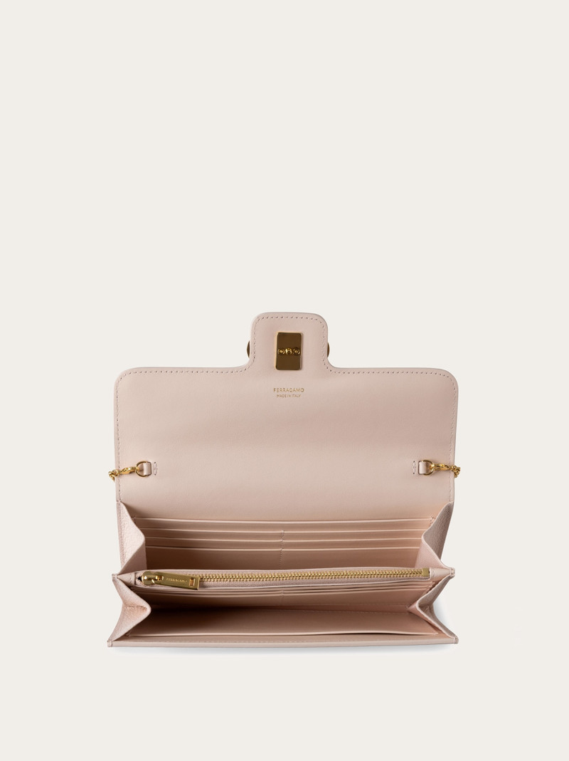 FERRAGAMO Gancini wallet with shoulder strap outlook