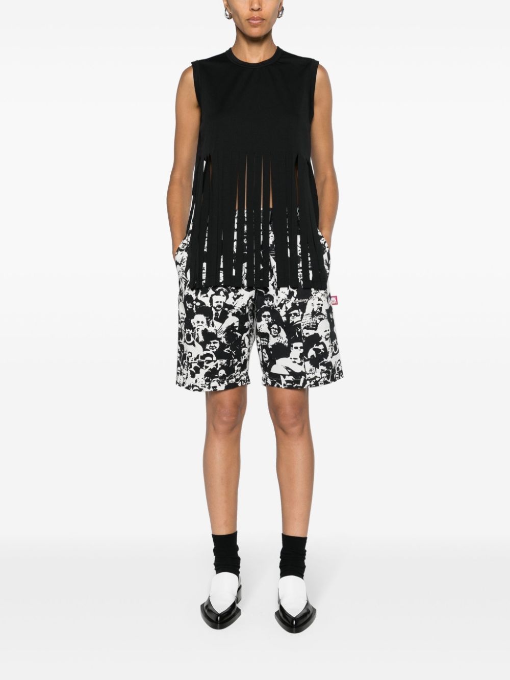fringed jersey tank top - 2