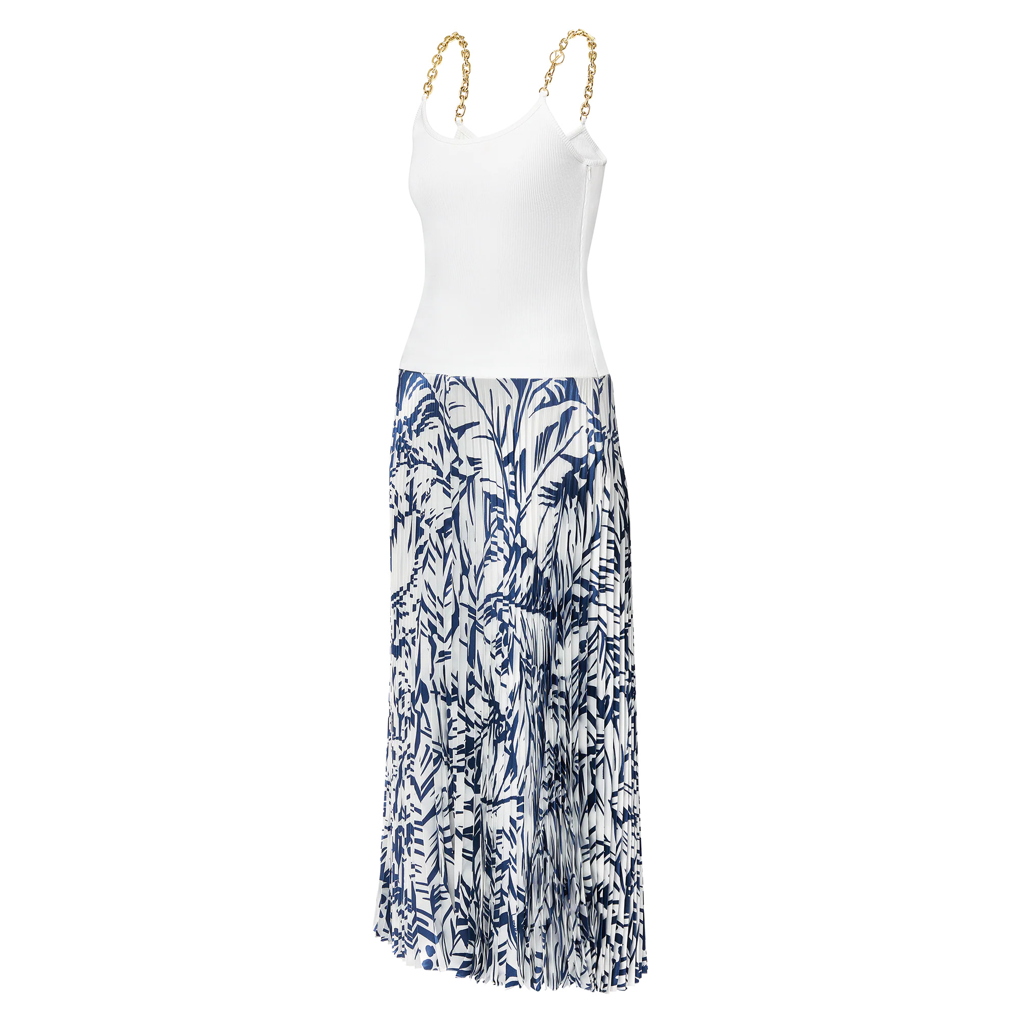 Palm Print Trompe L’Oeil Maxi Dress - 2