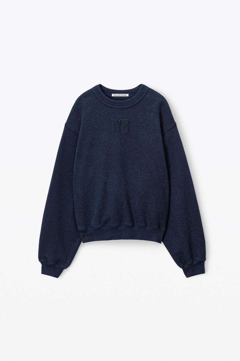 puff logo sweatshirt in glitter terry 1